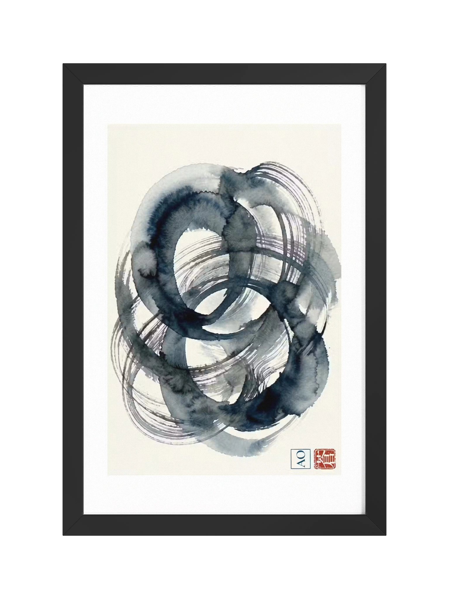Japanese Indigo Ink Art Print | Eternal Echo No.02 | Framed Wall Art - AO Japan Blue product image (1)