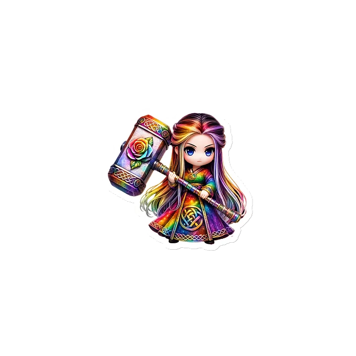 Rainbow Chibi Warrior Die-Cut Magnet product image (1)