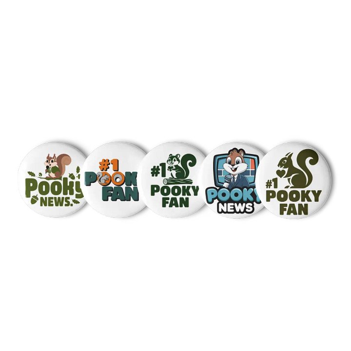 Original Pooky Artwork Buttons: Set of Five -R product image (1)