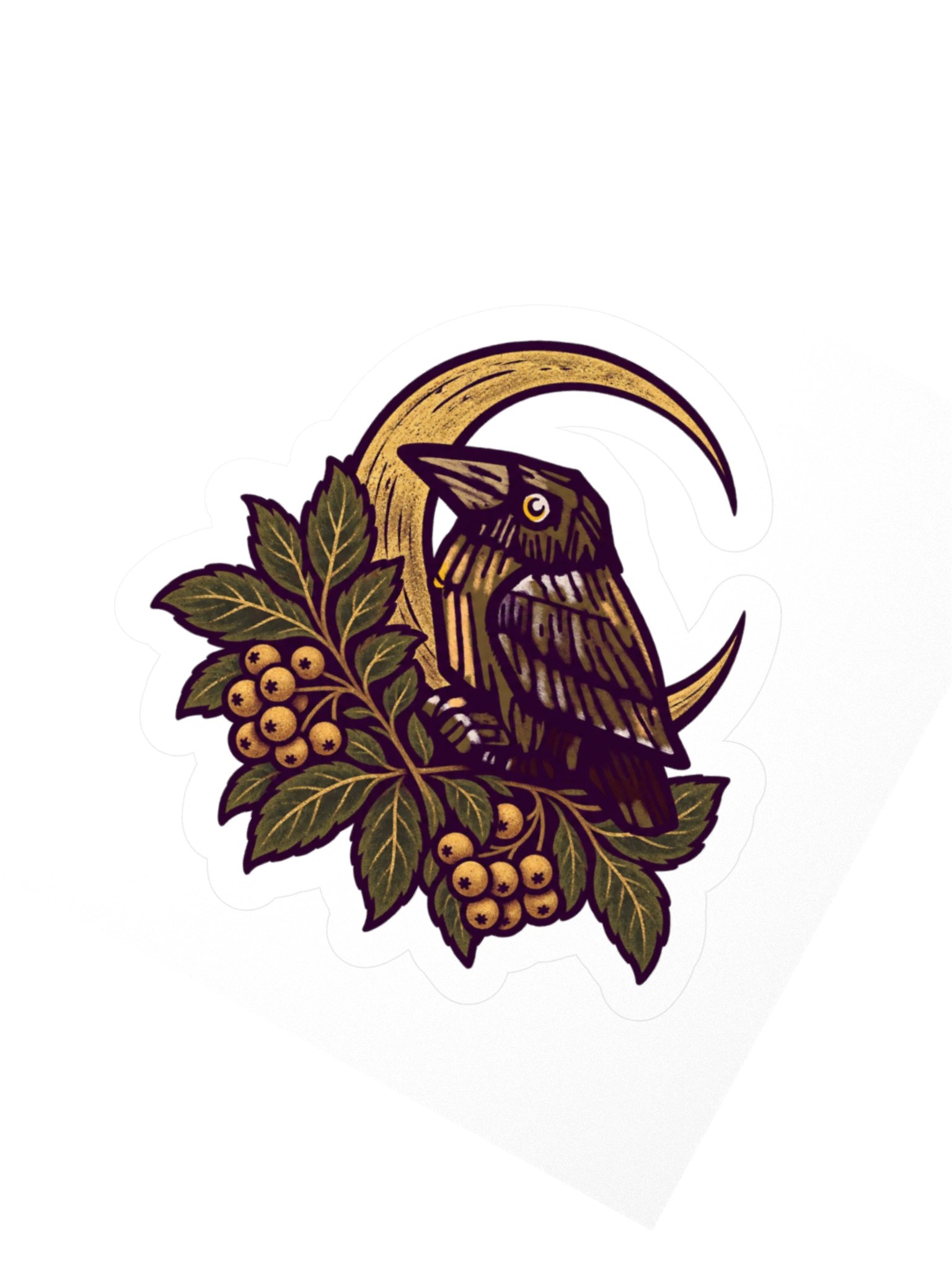 Vintage Bird Moon Kiss Cut Sticker product image (5)
