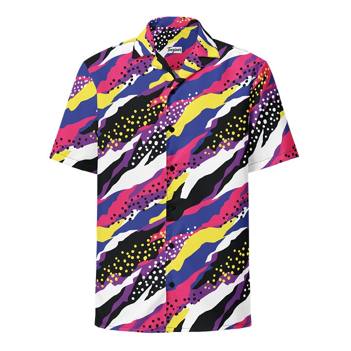 Retro 90s Cyber-Pop Waves | Vibrant All-Over Print Button Shirt product image (1)