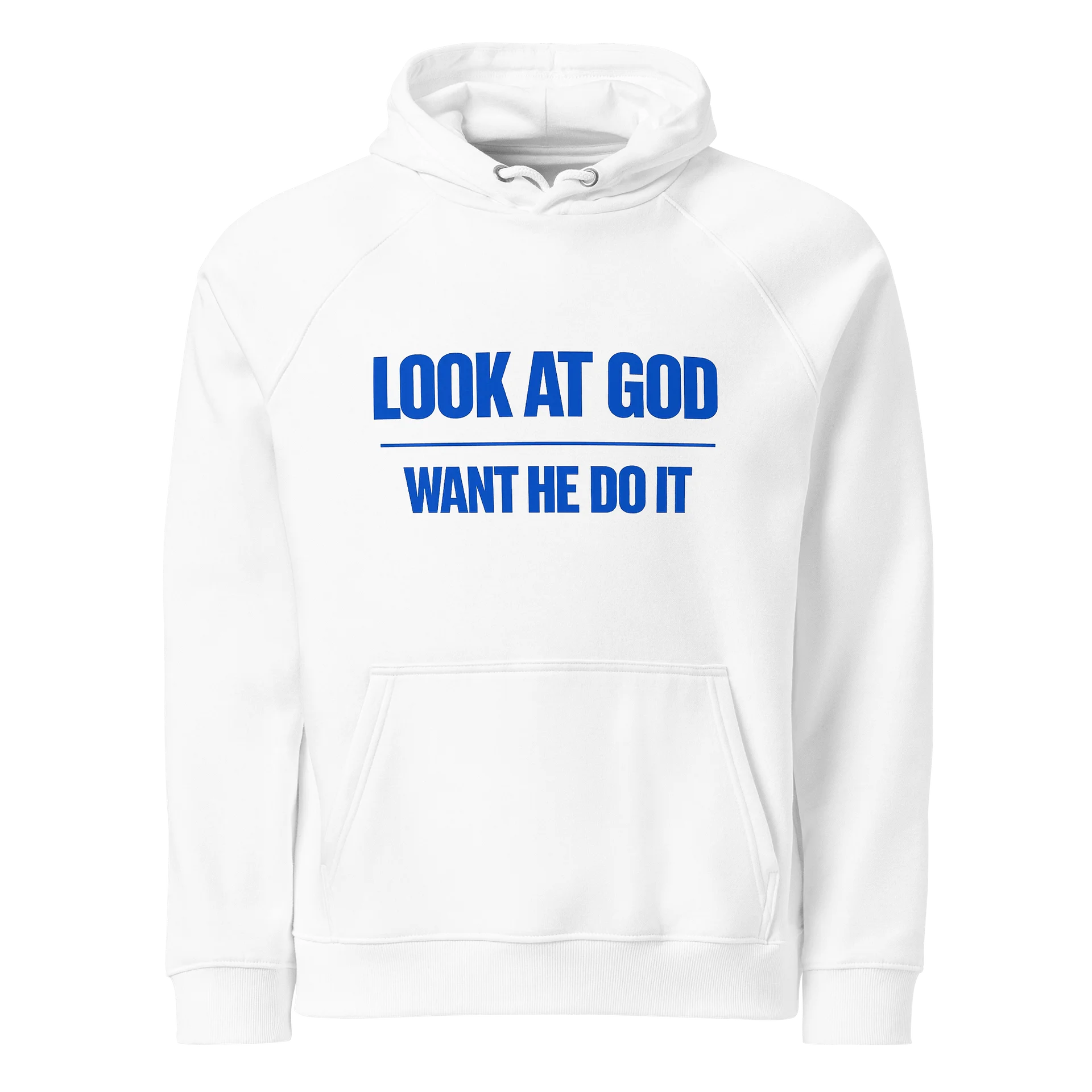 Look At God White Hoodie Blue Edition product image (1)
