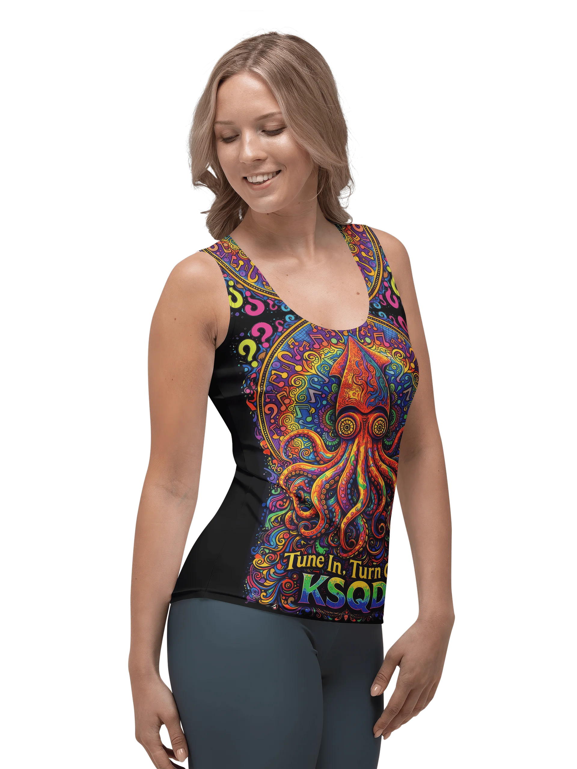 KSQD Psychedelic Squid Women’s Tank Top – “Tune In. Turn On.” Edition (Multicolor) product image (3)