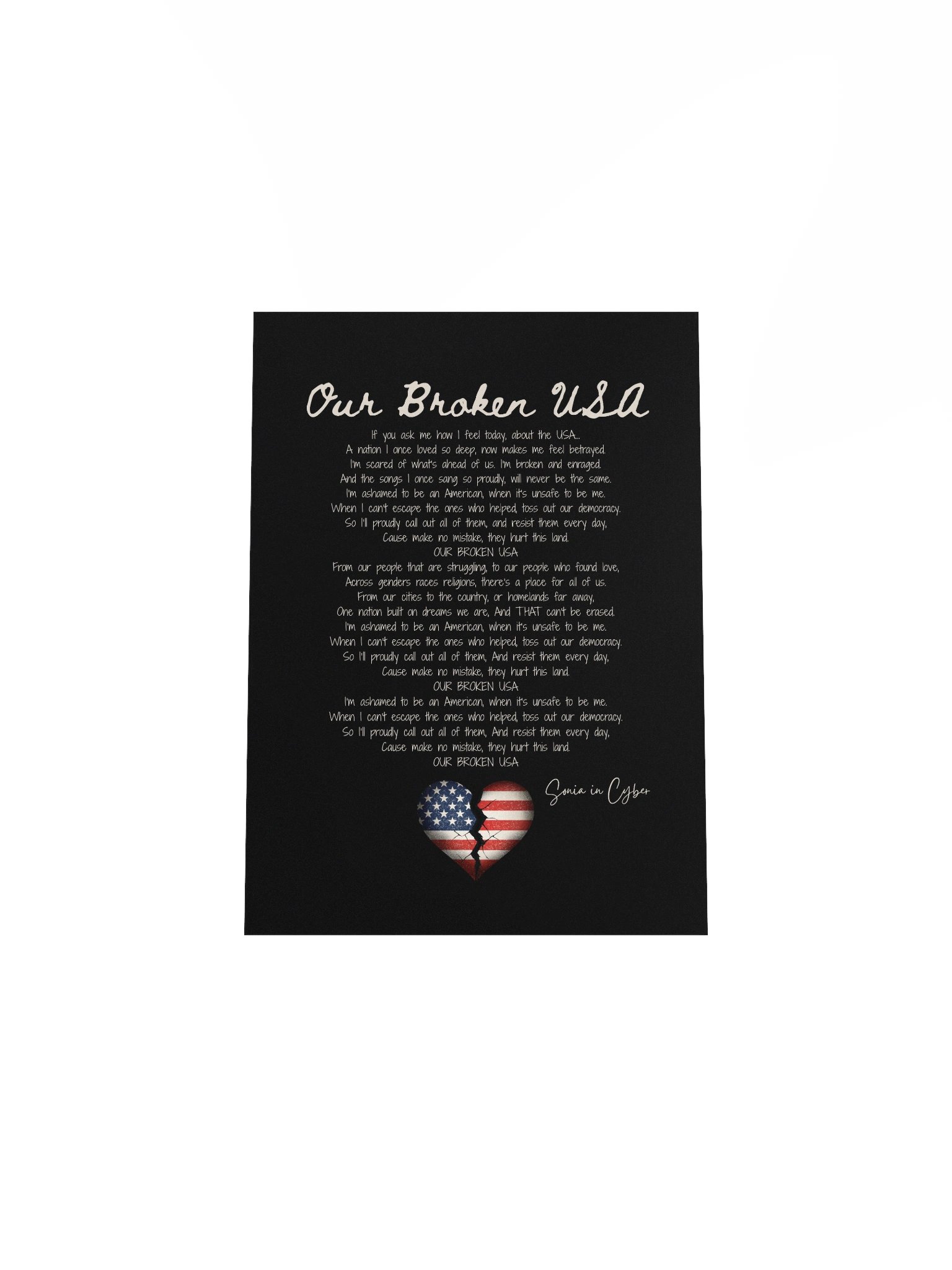 Our Broken USA Lyric Poster – Black Edition | Protest Song Art Print (Physical Product) product image (4)