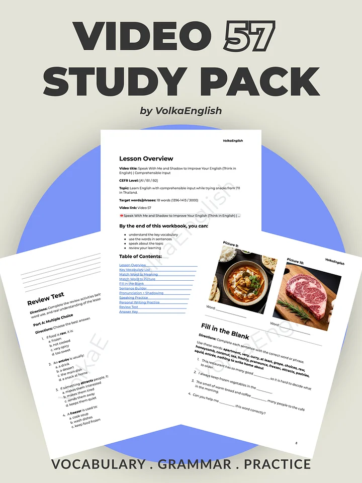 Speak With Me and Shadow to Improve Your English (Think in English) | Comprehensible Input - Video 57 Study Pack product image (1)