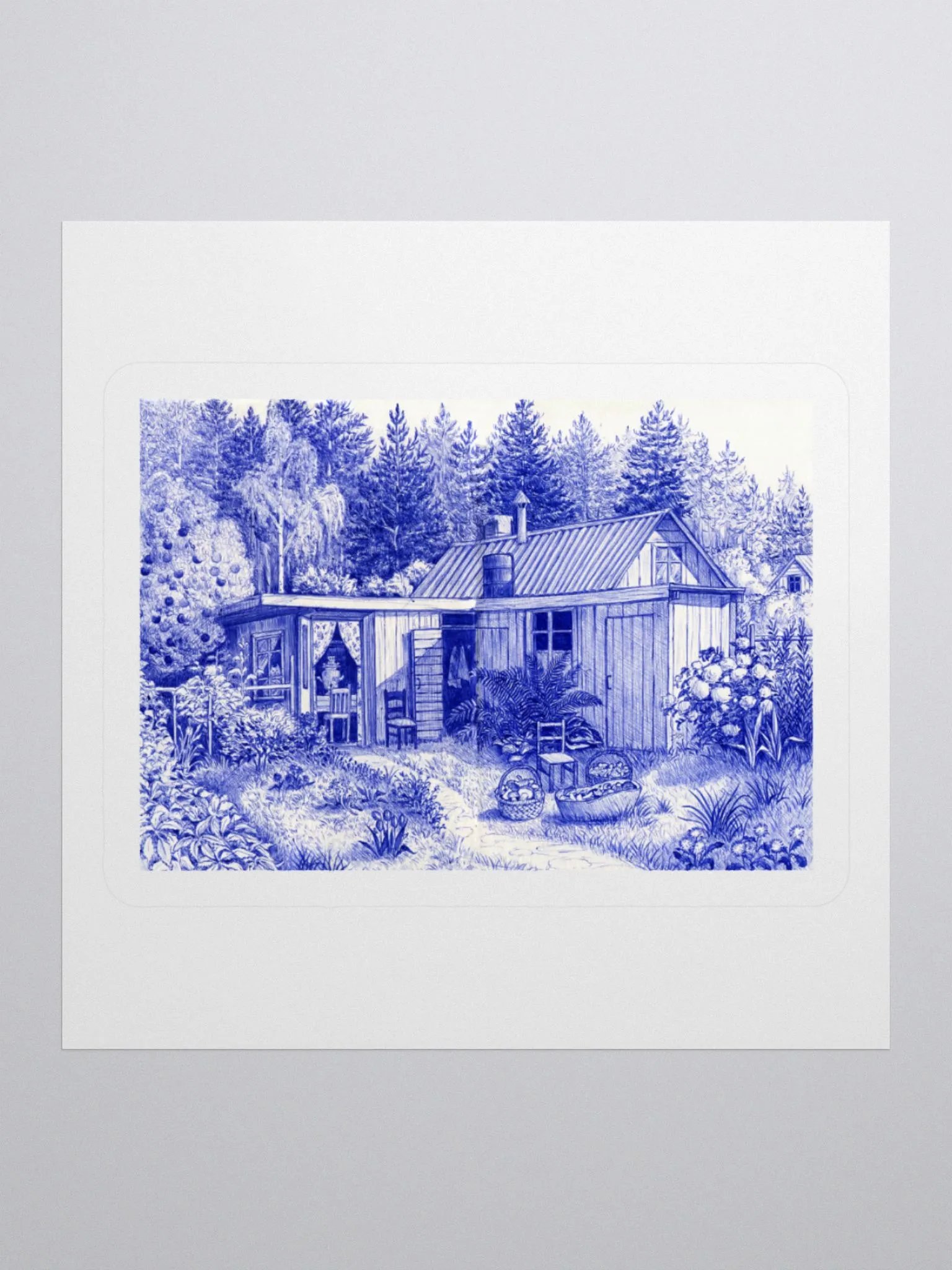 Cottage cabin illustration sticker product image (2)