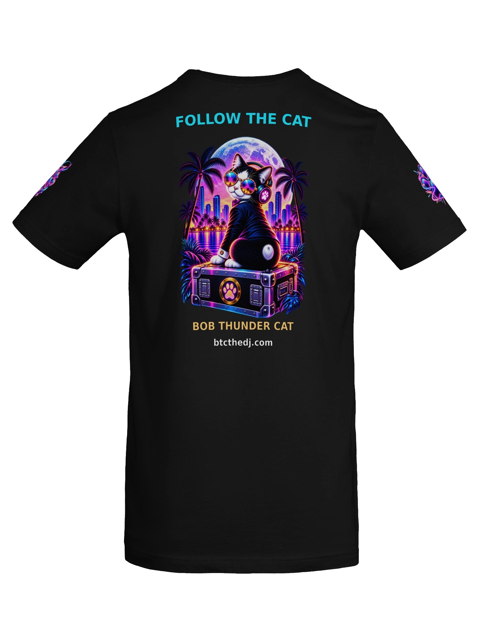 DJ BTC – THE Bob Thunder Cat Collection | Neon Nights Tee product image (6)