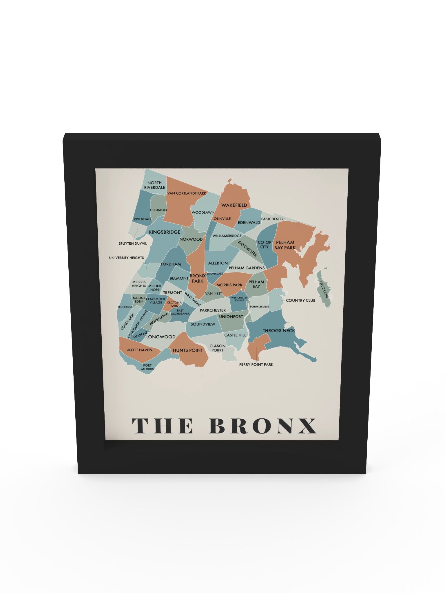 Bronx Neighborhood Map (Patina) [all] | Framed product image (5)