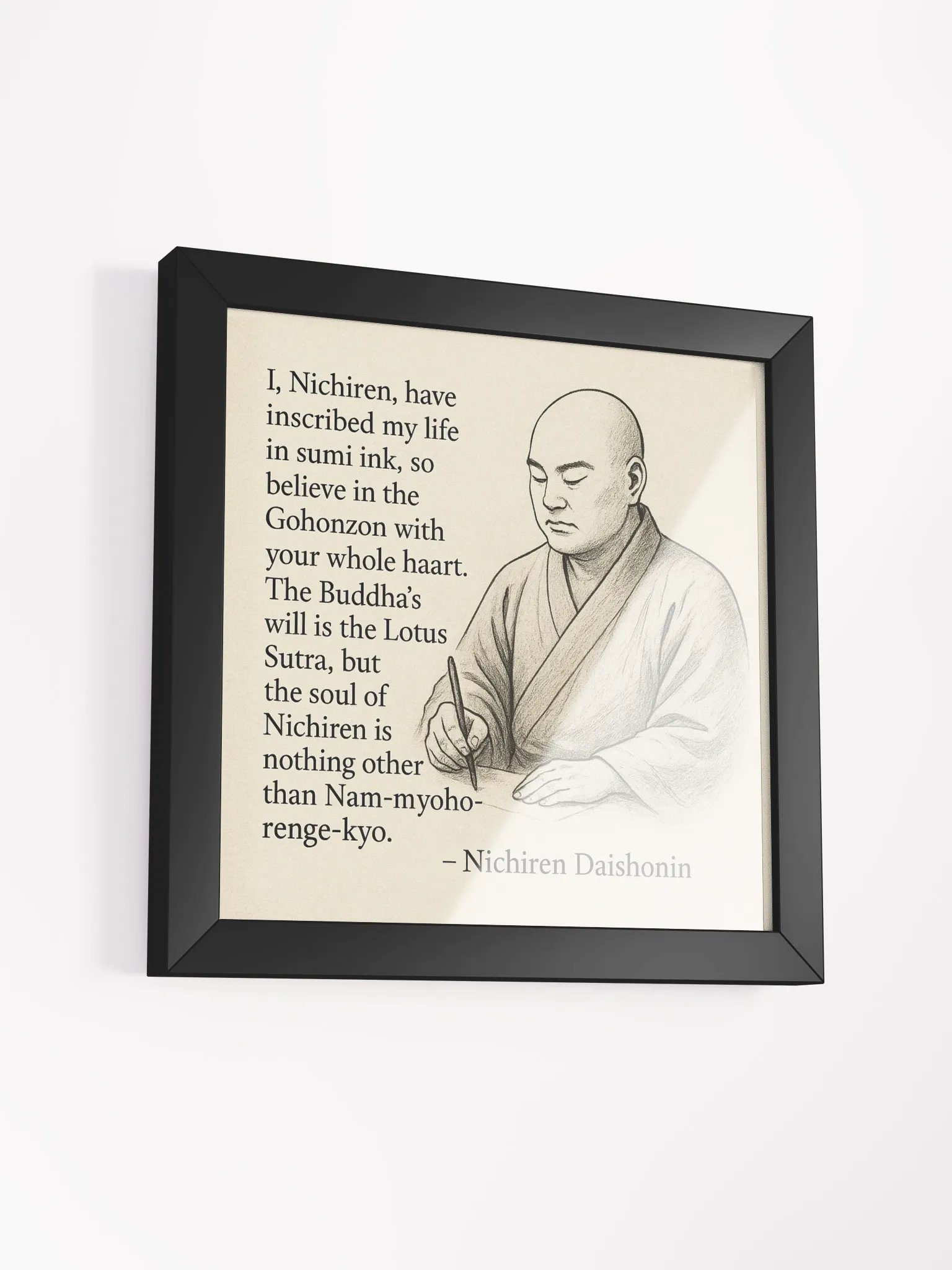 Nichiren Daishonin Framed Poster – "The Soul of Nichiren" Quote with Gohonzon Faith Message | Nam Myoho Renge Kyo Wall Art for Devotees product image (3)