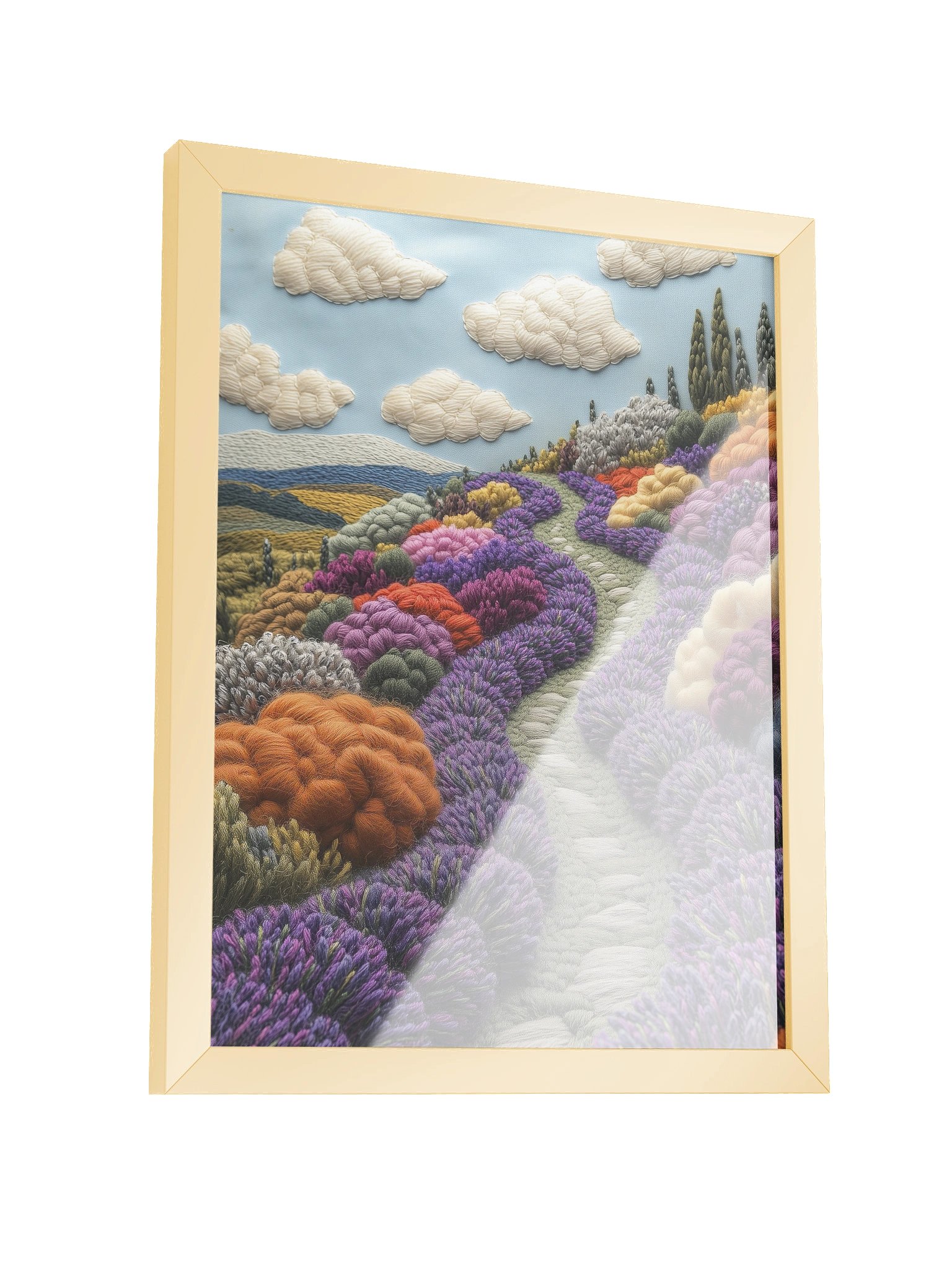 Where the Lavender Grows | Embroidery-Style Wall Art — Framed Print product image (19)