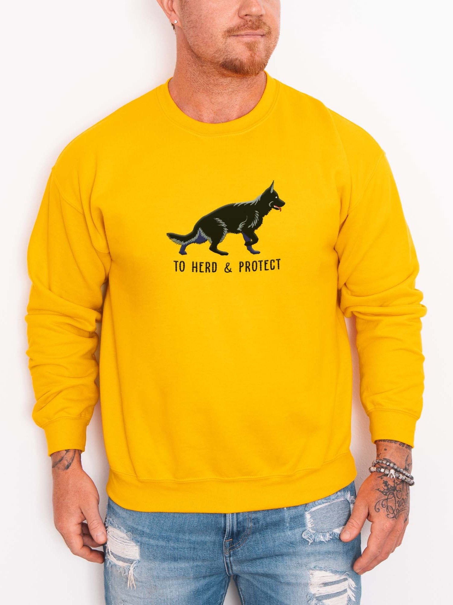 To Herd & Protect Sweatshirt (Embroidered) of a German Shepherd(Black) product image (2)