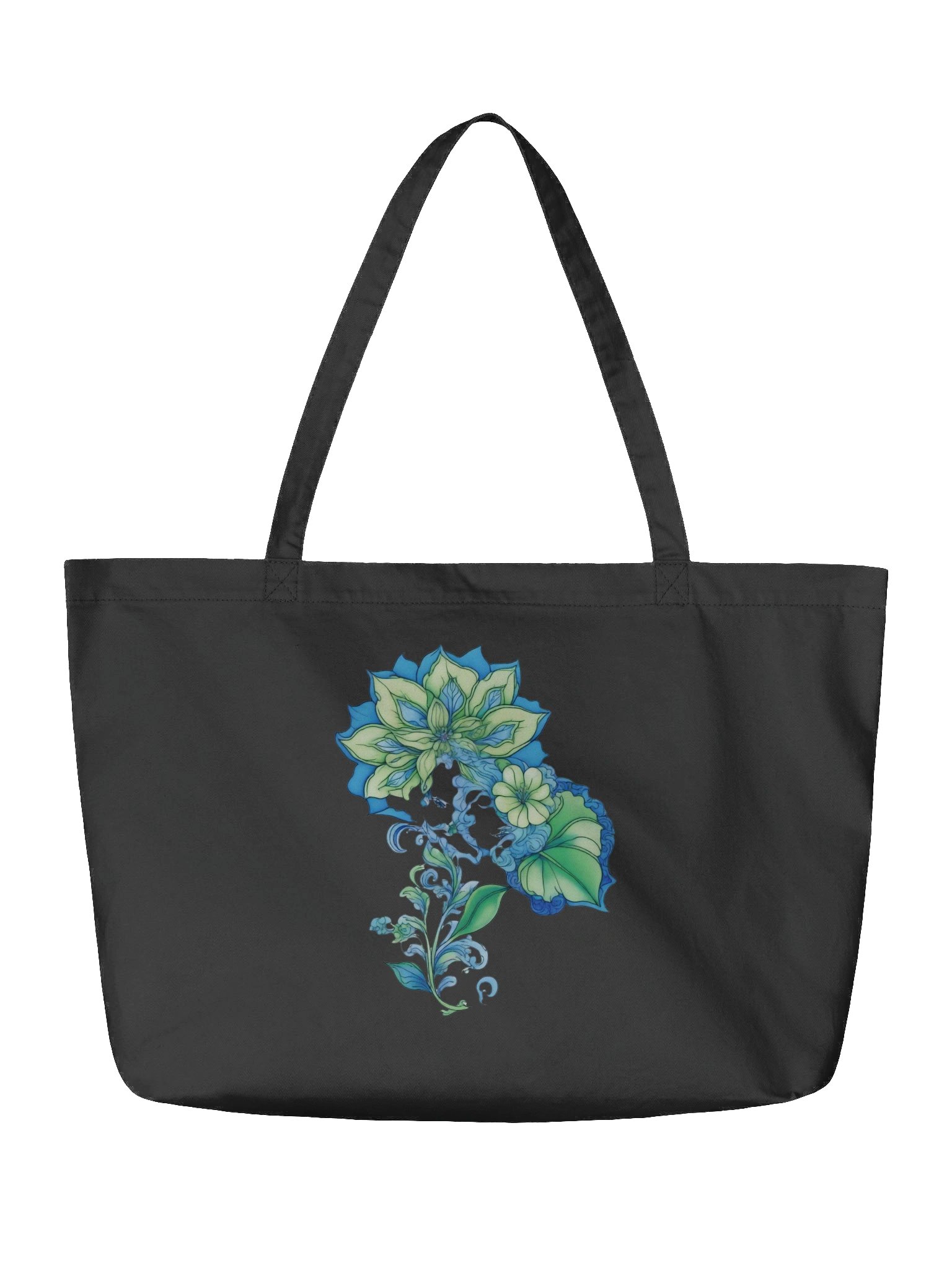 Cool Blue Florals - Eco-conscious Organic Cotton Tote product image (3)