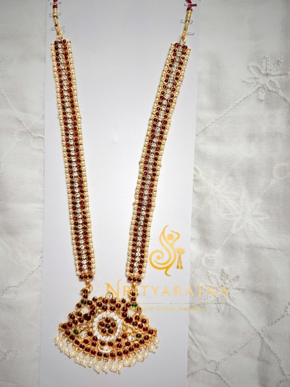 White Stone and Moti - Long Necklace product image (1)