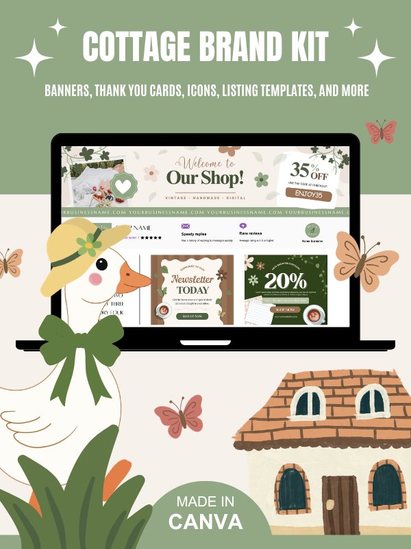 Cottagecore Etsy Shop Branding Kit (MRR & PLR) product image (1)