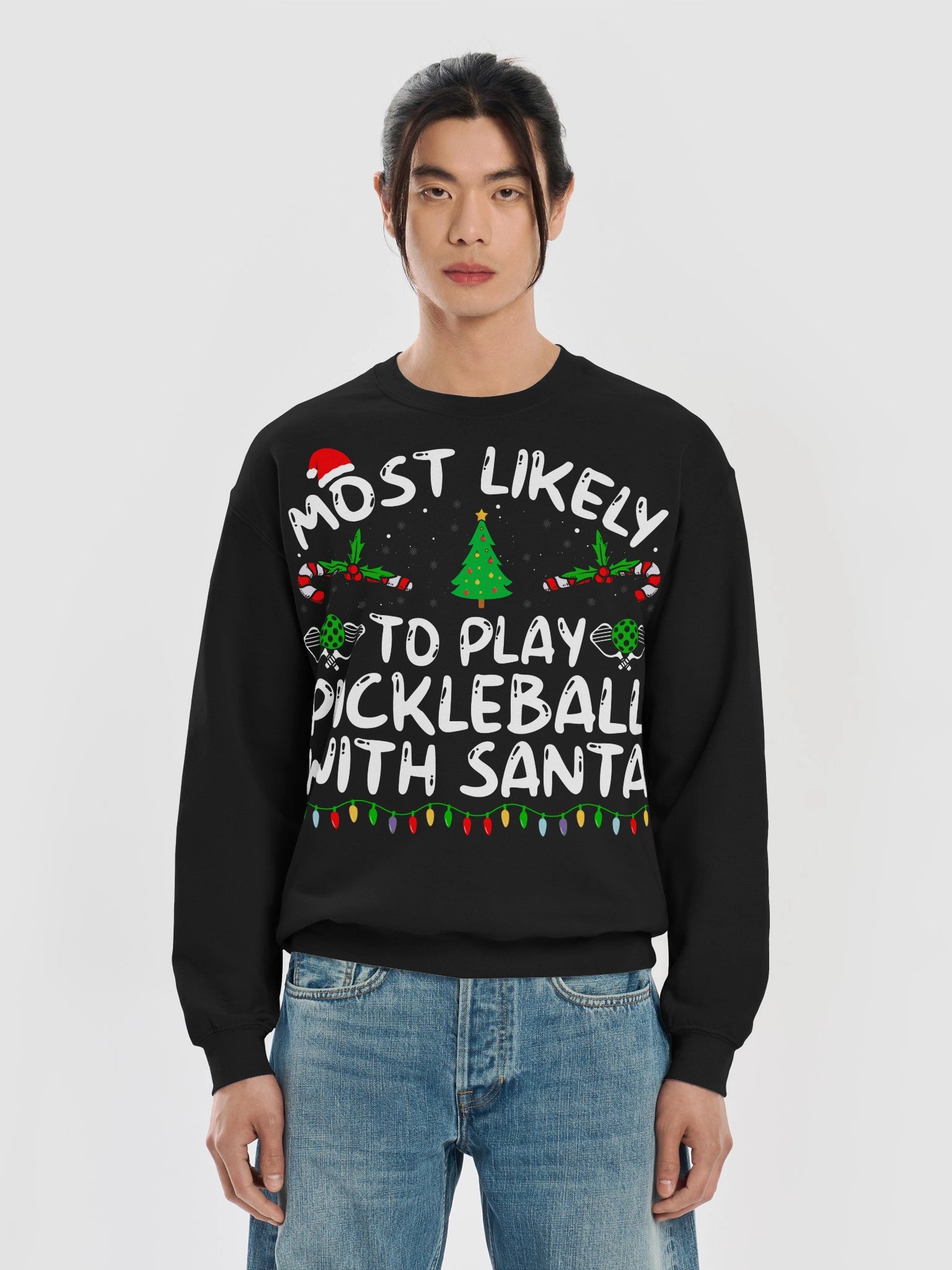Most Likely To Play Pickleball With Santa Christmas Pickleball Sweatshirt product image (30)