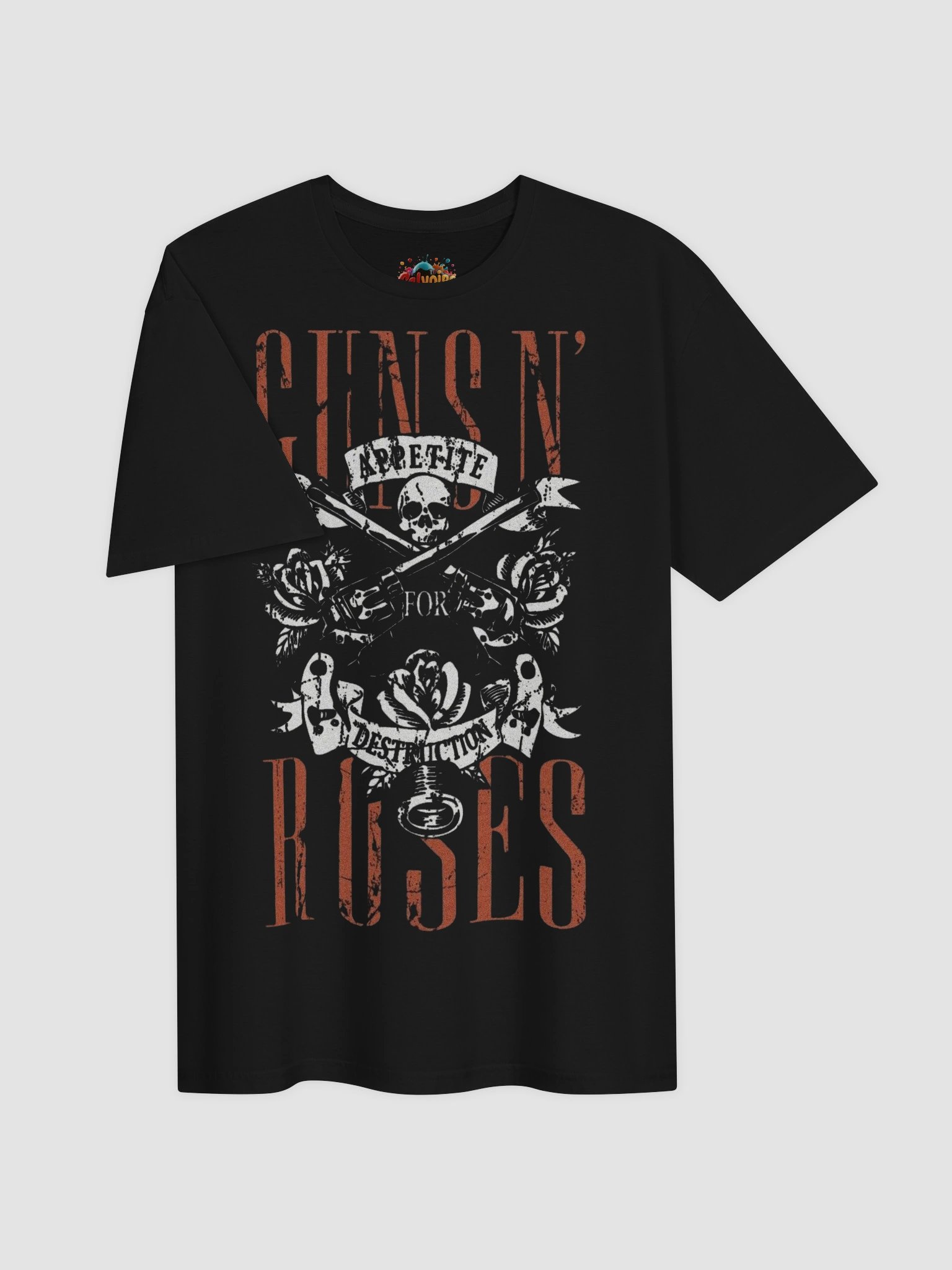 Guns N’ Roses Appetite for Destruction Cross T-Shirt | Hand-Distressed Skull & Roses Artwork | Luxury 80s Hard Rock Streetwear product image (2)