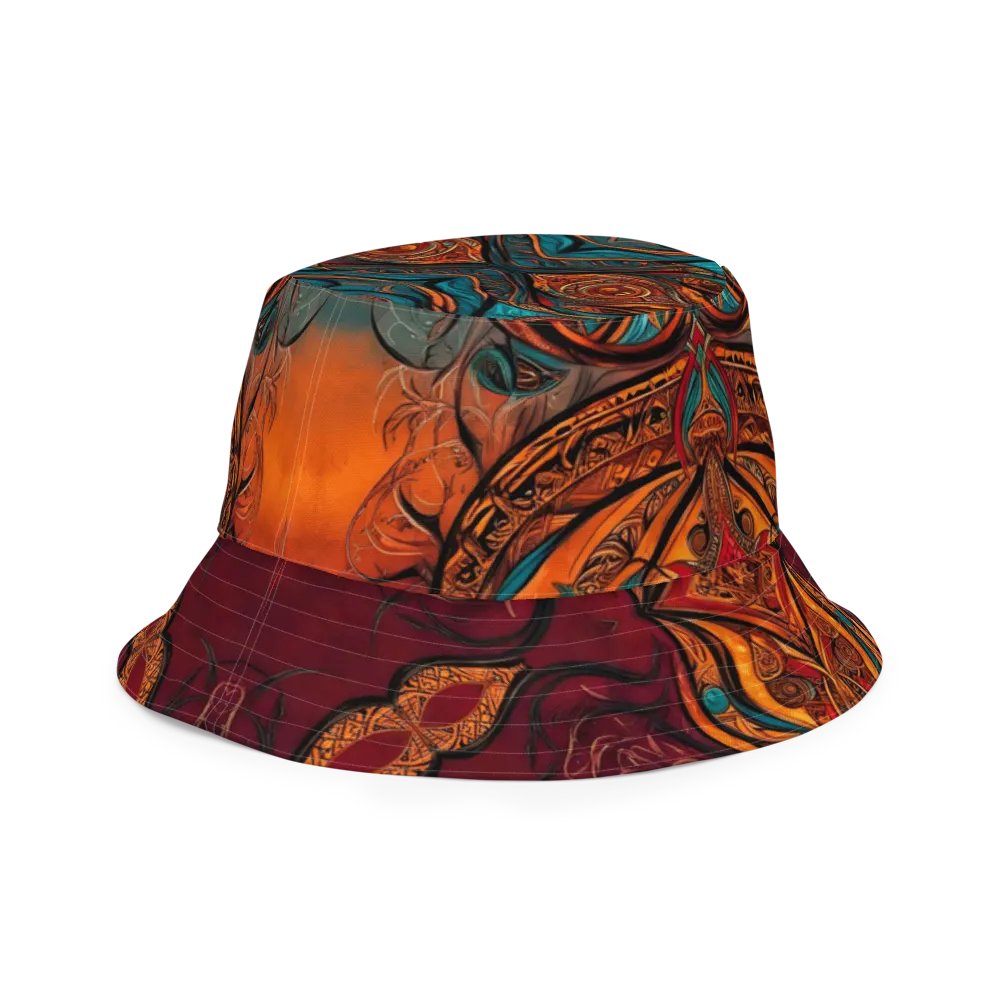 Reversible Burnt Orange & Teal Mandala Inspired Painted Bucket Hat product image (9)