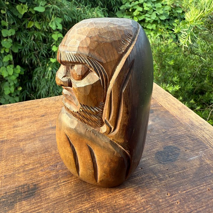 🎎 Large Hand-Carved Daruma Figure – Solid Wood Folk Craft, c. 1970s–1980s – Japan Antique Roadshow product image (2)