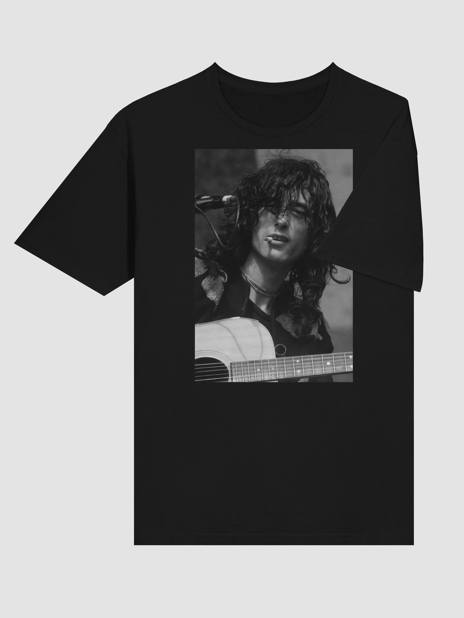 Jimmy Page Acoustic Guitar T-Shirt | Led Zeppelin Classic Rock Graphic Tee product image (4)
