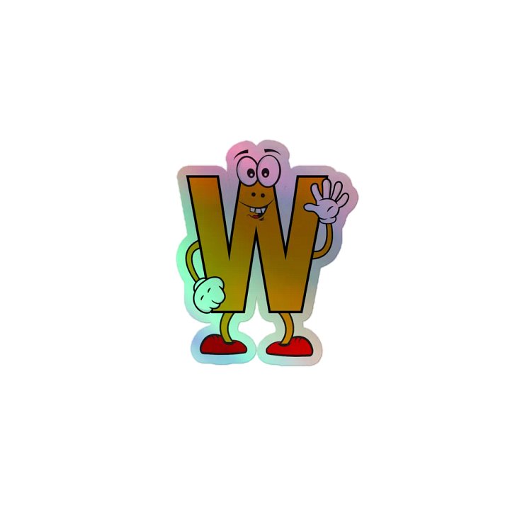 W Letter Cartoon Character Holographic Sticker product image (1)
