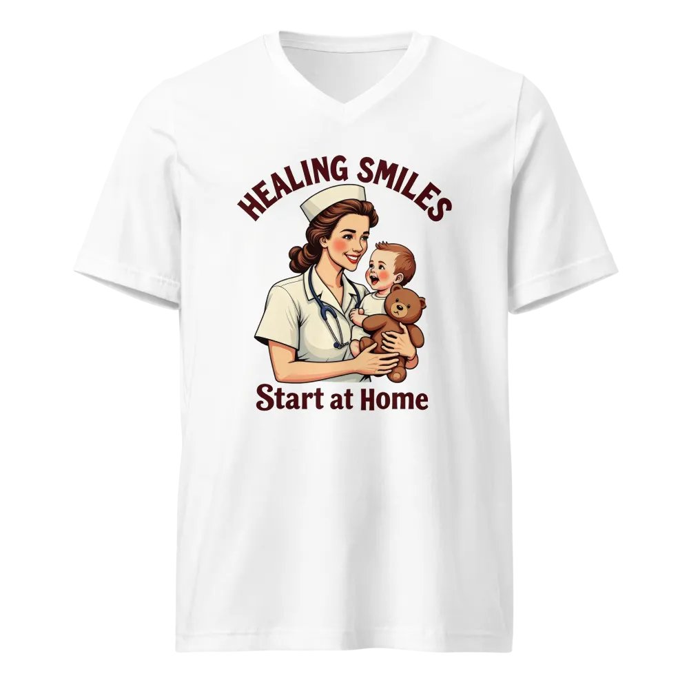 medical moms, dads, Healing Smiles Nurse V-Neck Tee product image (1)