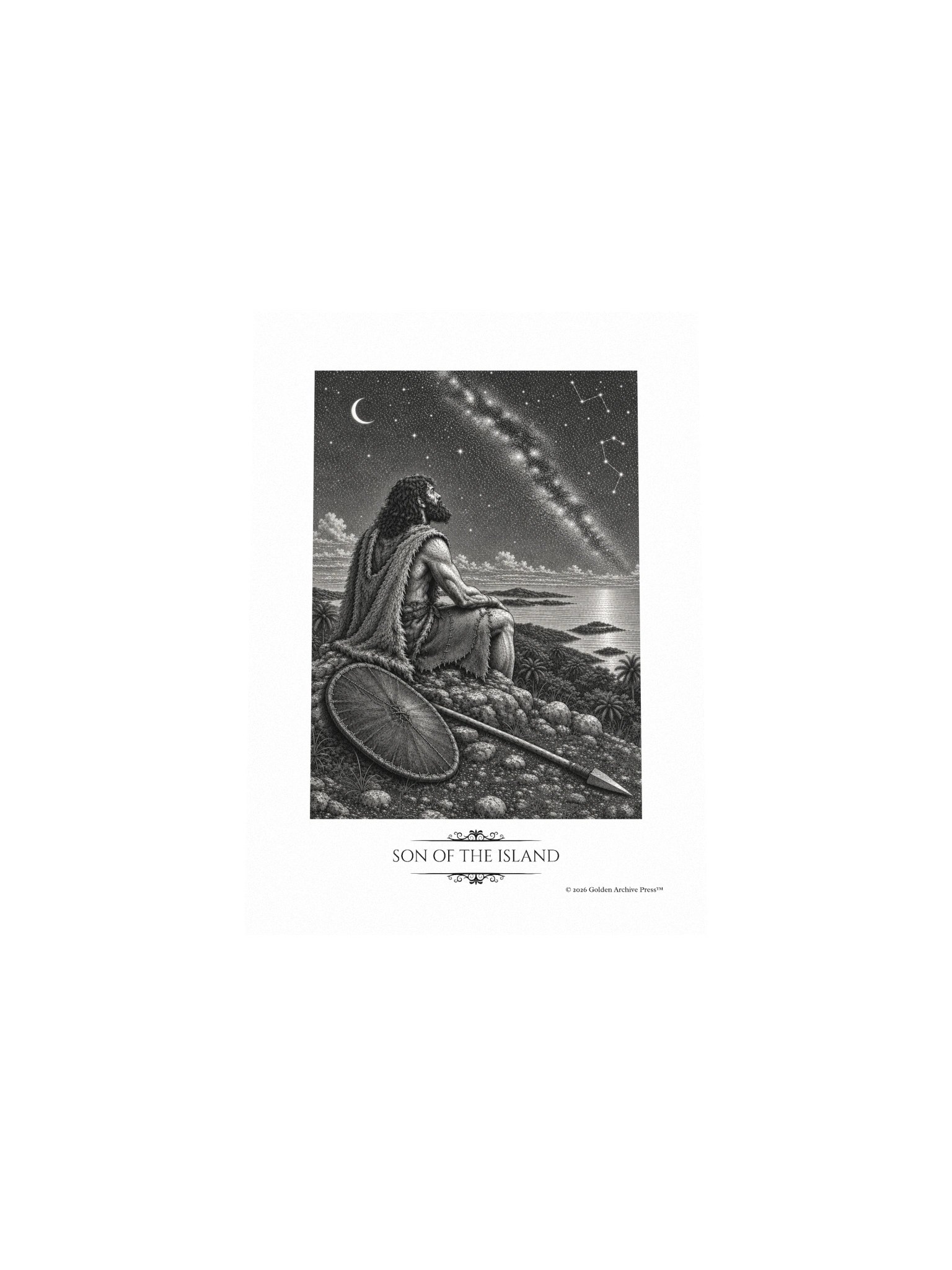 Son of the Island — Engraving Art Print (Man and Stars) product image (4)
