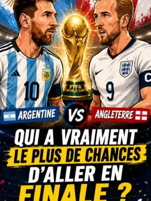 🏆🇦🇷🇬🇧 Argentine ou Angleterre… qui décrochera son billet pour la finale ? Les statistiques donnent un léger avantage à l'Angleterre 🇬🇧, mais avec Lionel Messi en face, rien n'est jamais joué. 📊 Selon les estimations : 🏴 Angleterre : 56 % 🇦🇷 Argentine : 44 % ⚽ Les chiffres auront-ils raison… ou la magie du football fera-t-elle mentir les pronostics ? 👇 Donnez votre score en commentaire ! 🔥 #Argentine ou #Angleterre ? #CoupeDuMonde2026 #NouPiPrew #FIFAWorldCup
