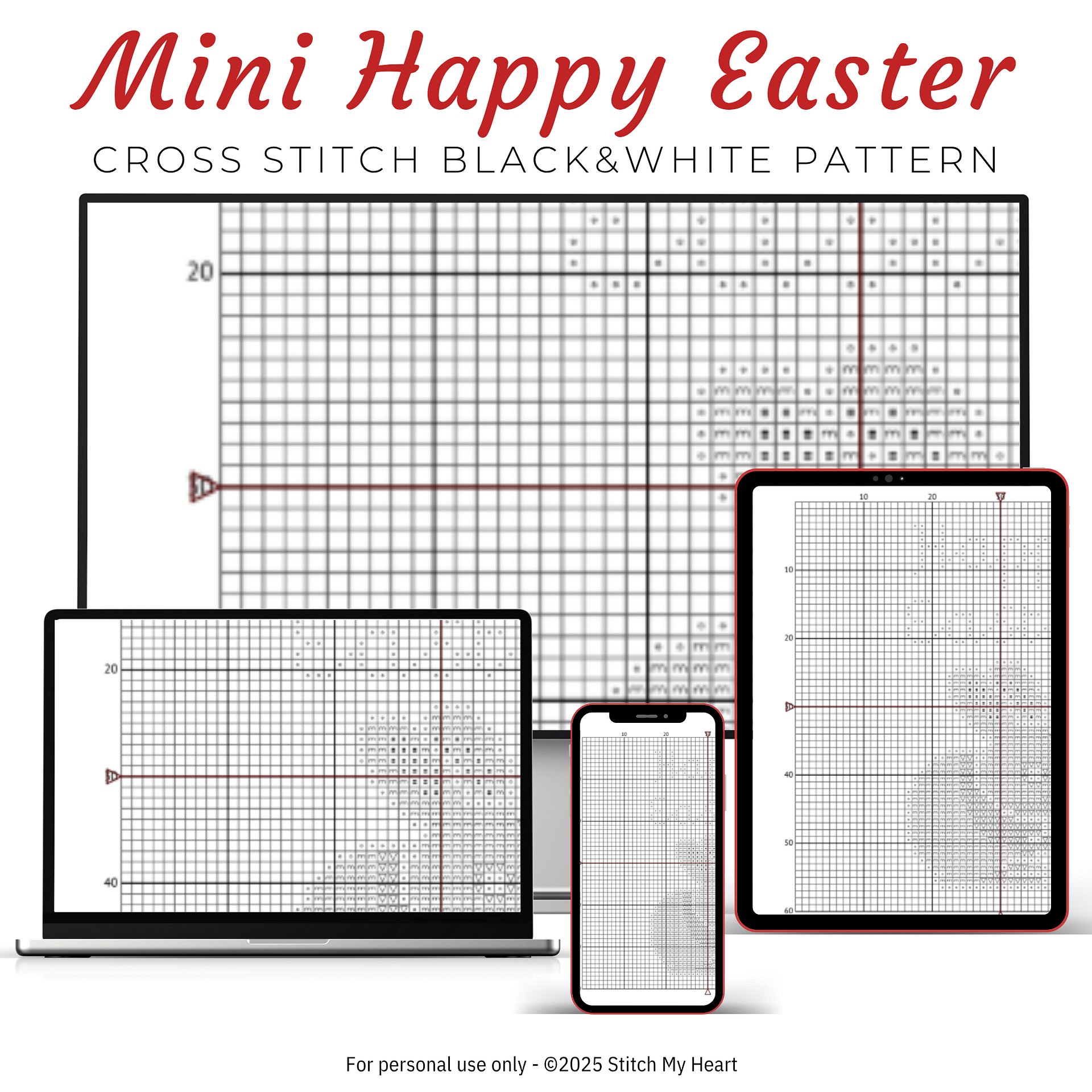 Mini Happy Easter Bunny Cross Stitch Pattern product image (4)