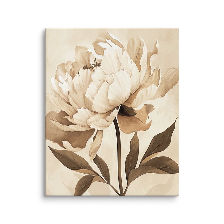 Peony I – Canvas - Gilded Cream & Sepia Peony – Moody Vintage Botanical Statement Art product image (1)