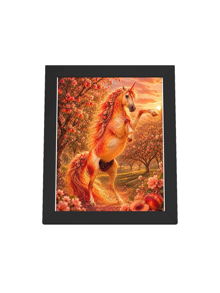 Peach Unicorn Black Framed Poster product image (1)