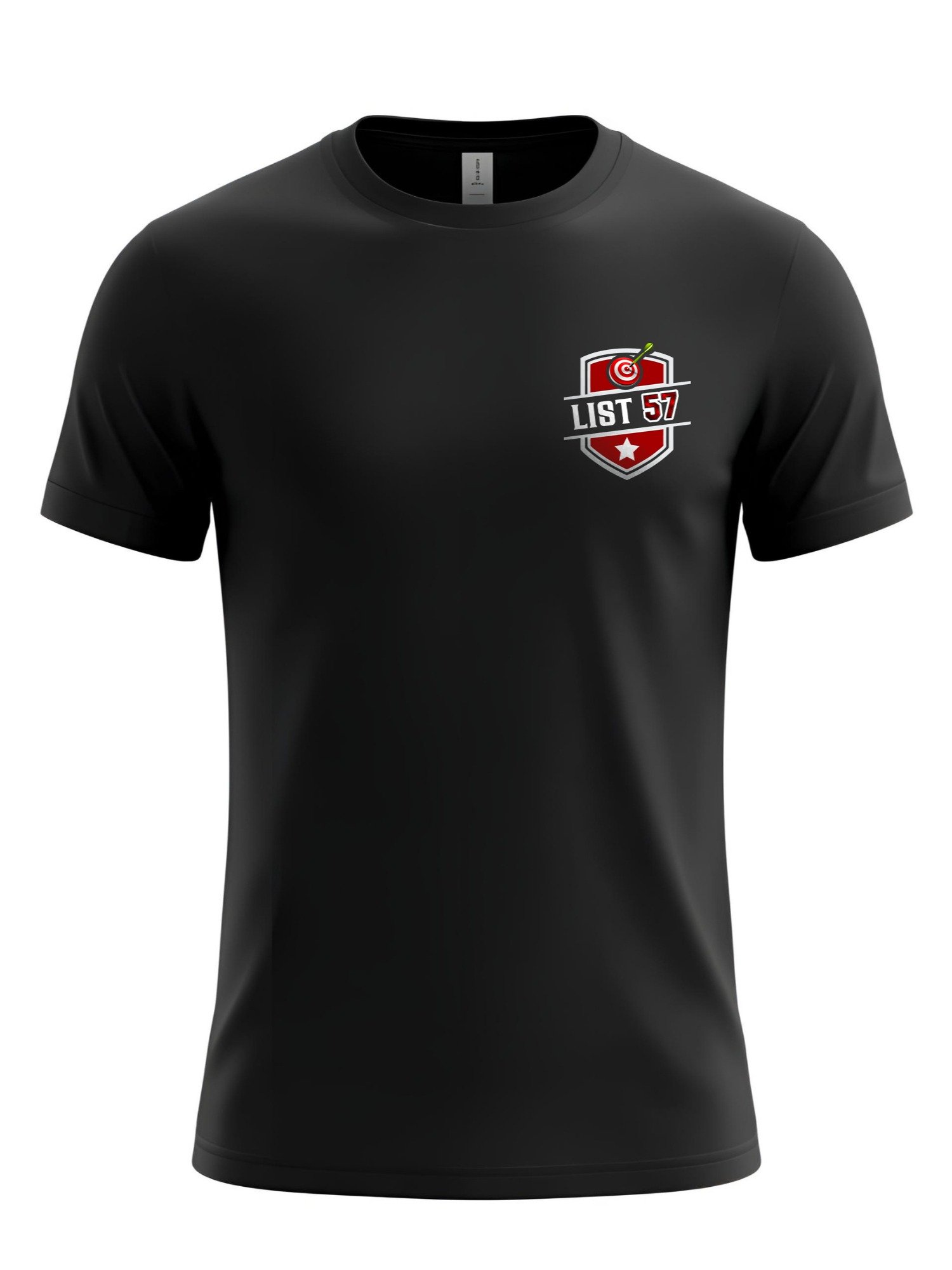List 57 Chest Print T Shirt Small Shield Target Design Sports Graphic Unisex Casual Athletic Number Tee Streetwear Black Minimal Top product image (1)
