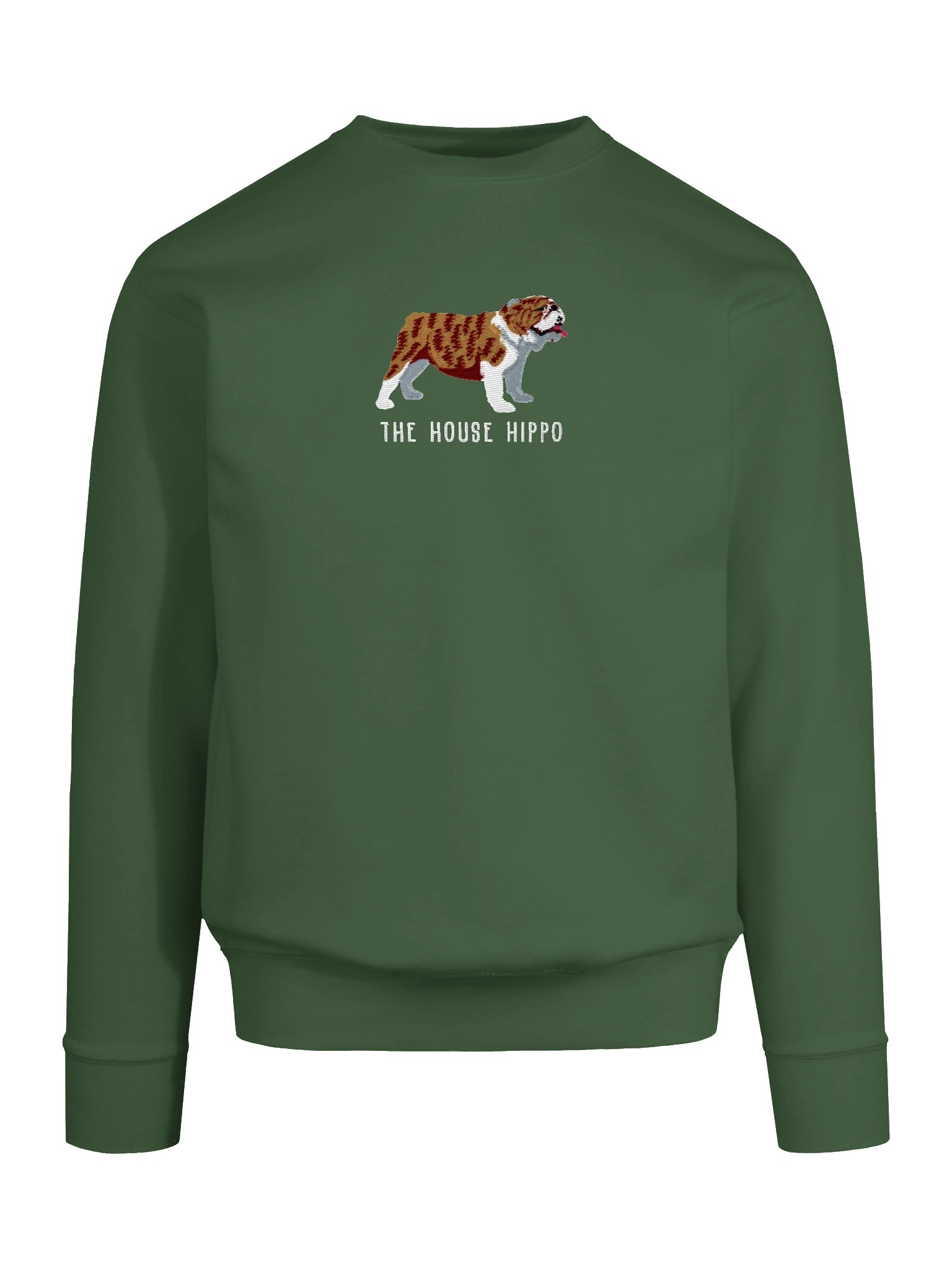 The House Hippo Sweatshirt (Embroidered) of an English Bulldog(Brindle & White) product image (37)