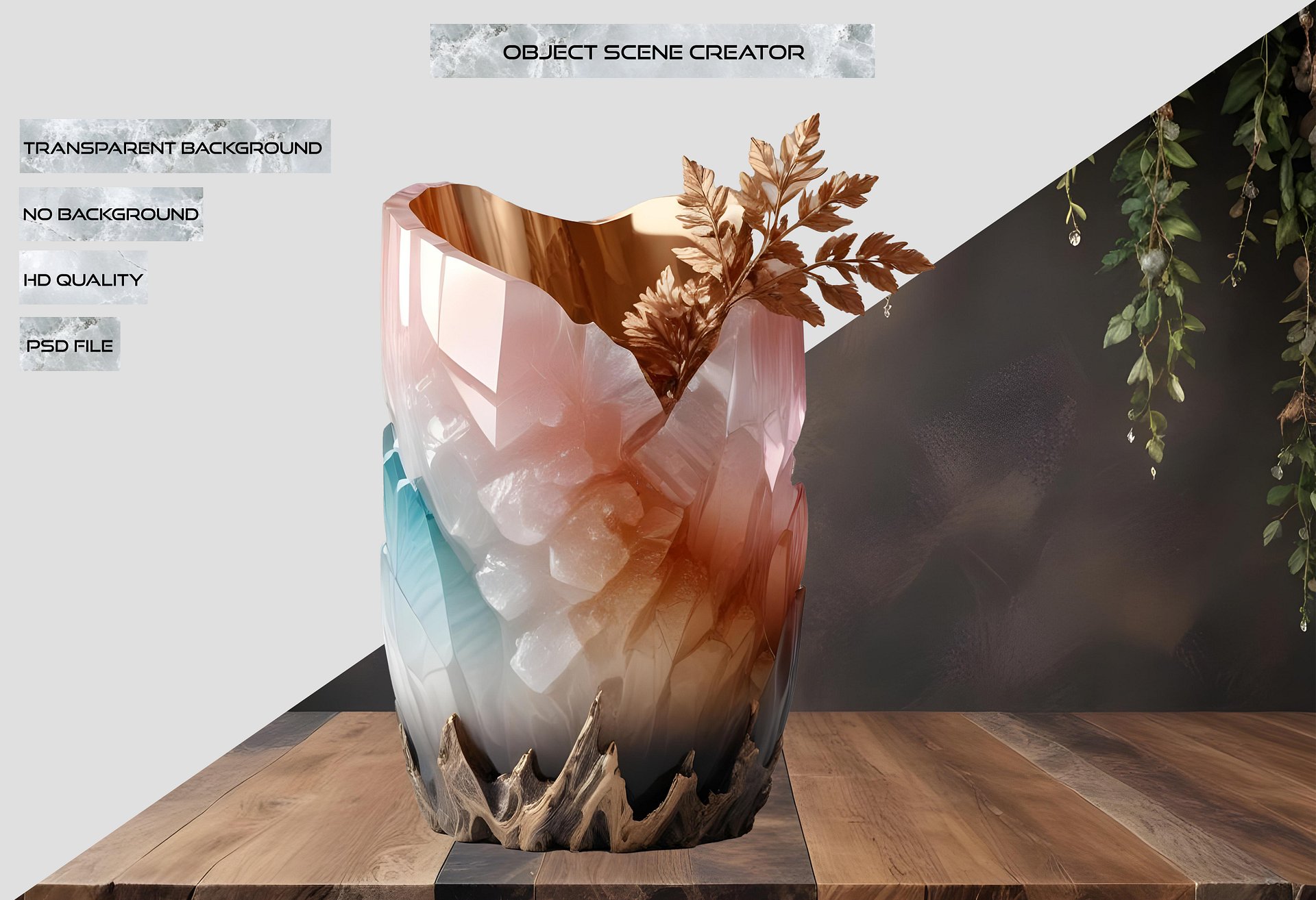 Celestial Blush – Crystal Luxe Vase PNG product image (2)