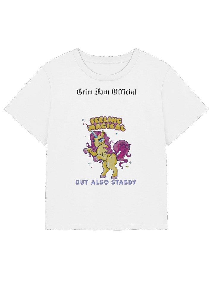 FEELING MAGICAL (BUT ALSO STABBY) – UNICORN CHAOS -Women's Organic Ribbed Neck T-Shirt #2 Black Text product image (1)
