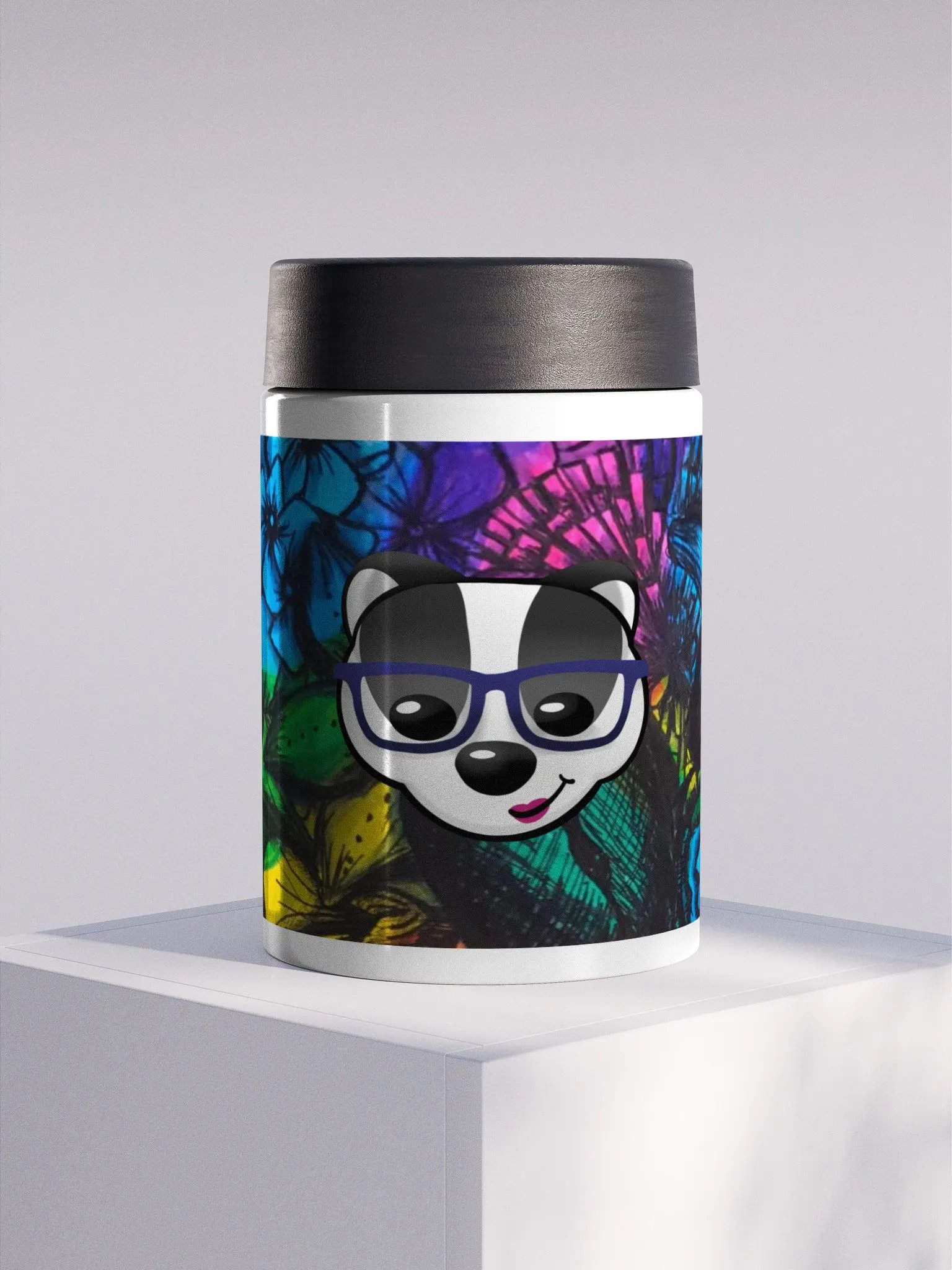 BadgerMakes Tiedye Flowers Insulated Koozie product image (1)