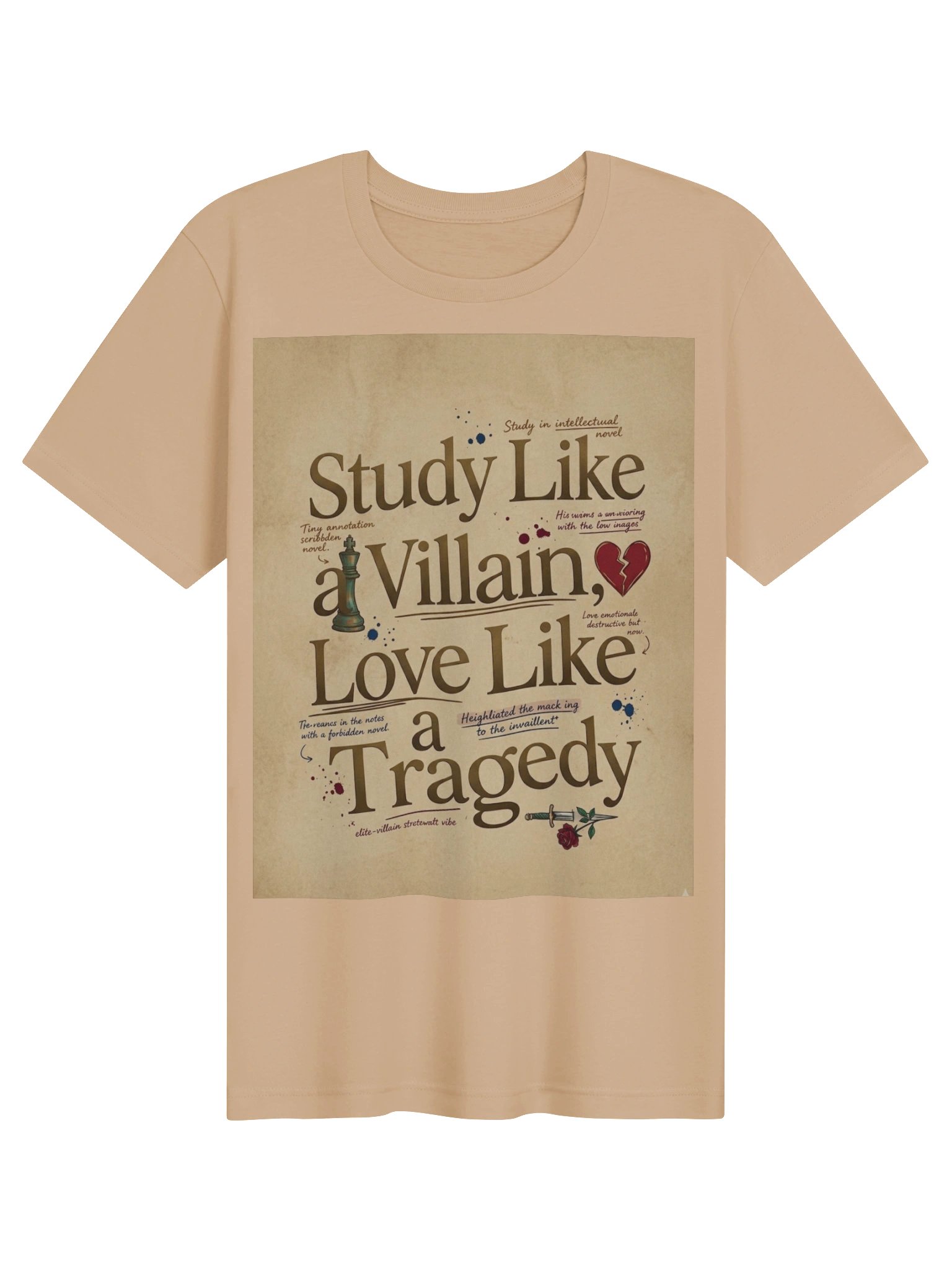 Study Like a Villain Love Like a Tragedy Dark Romance T-Shirt for Readers product image (1)