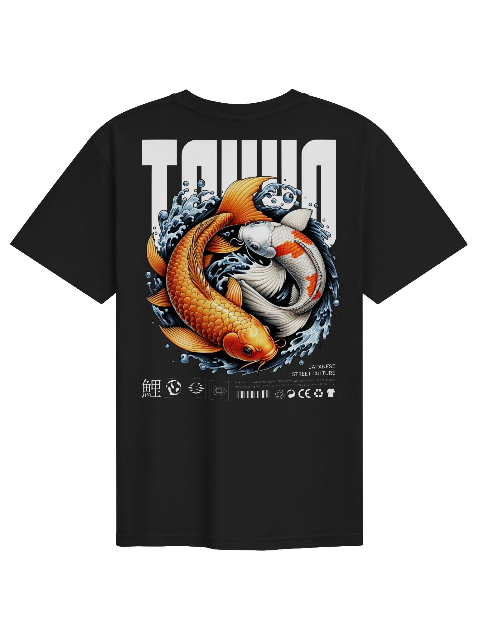 Tokyo Koi Fish Yin Yang Graphic Tee – Japanese Streetwear Oversized T-Shirt product image (7)