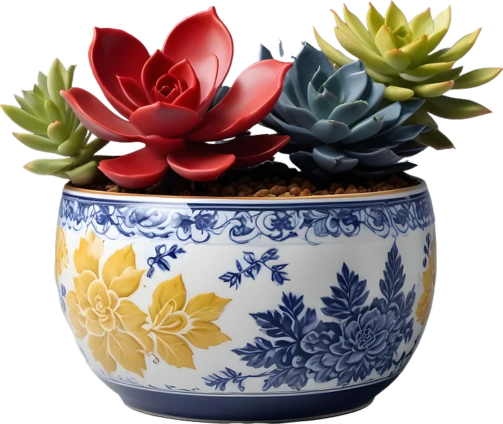 Chinese Porcelain Pot – New Year Floral Design PNG product image (1)
