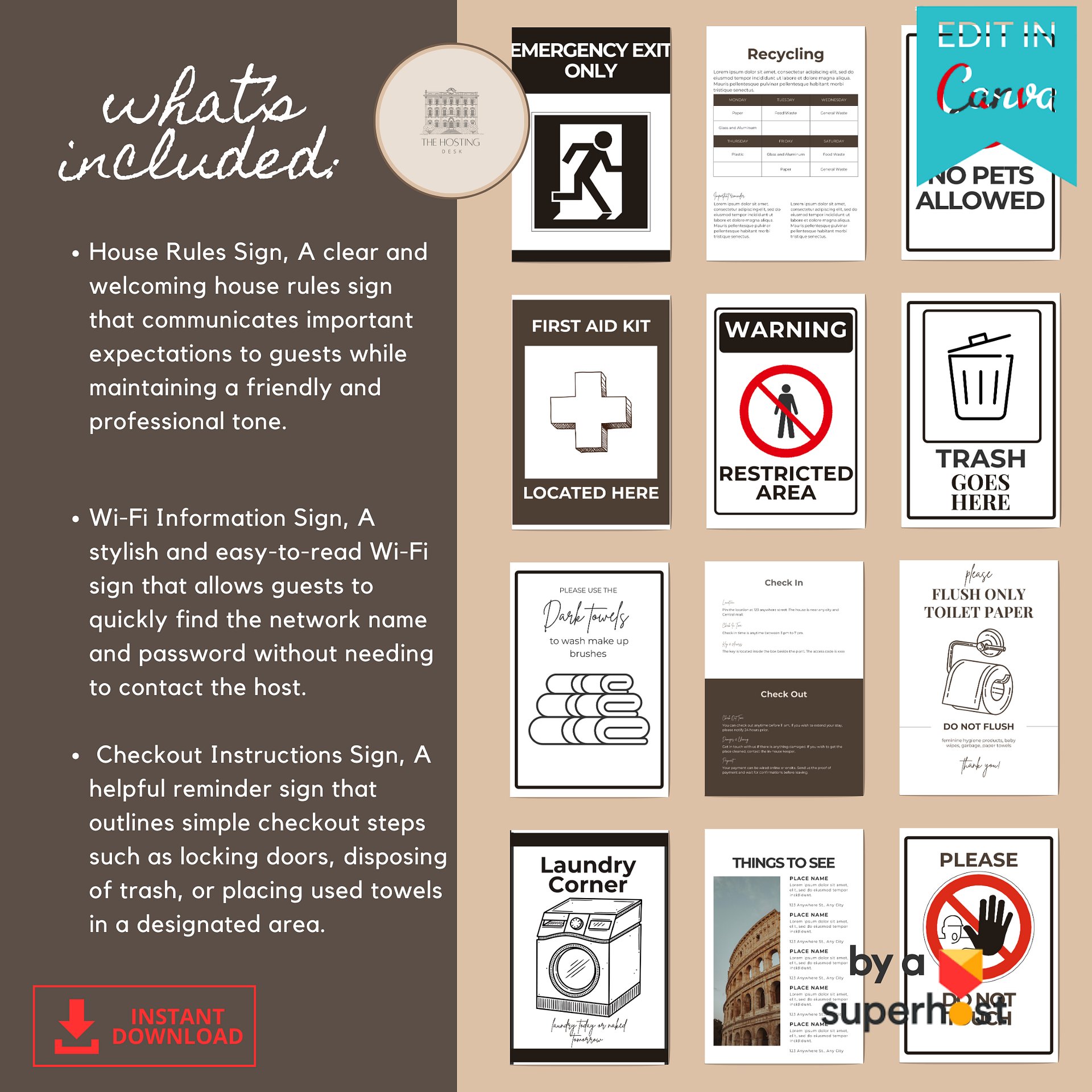 Airbnb House Rules & Guest Signs Bundle — 32 Editable Signs product image (3)