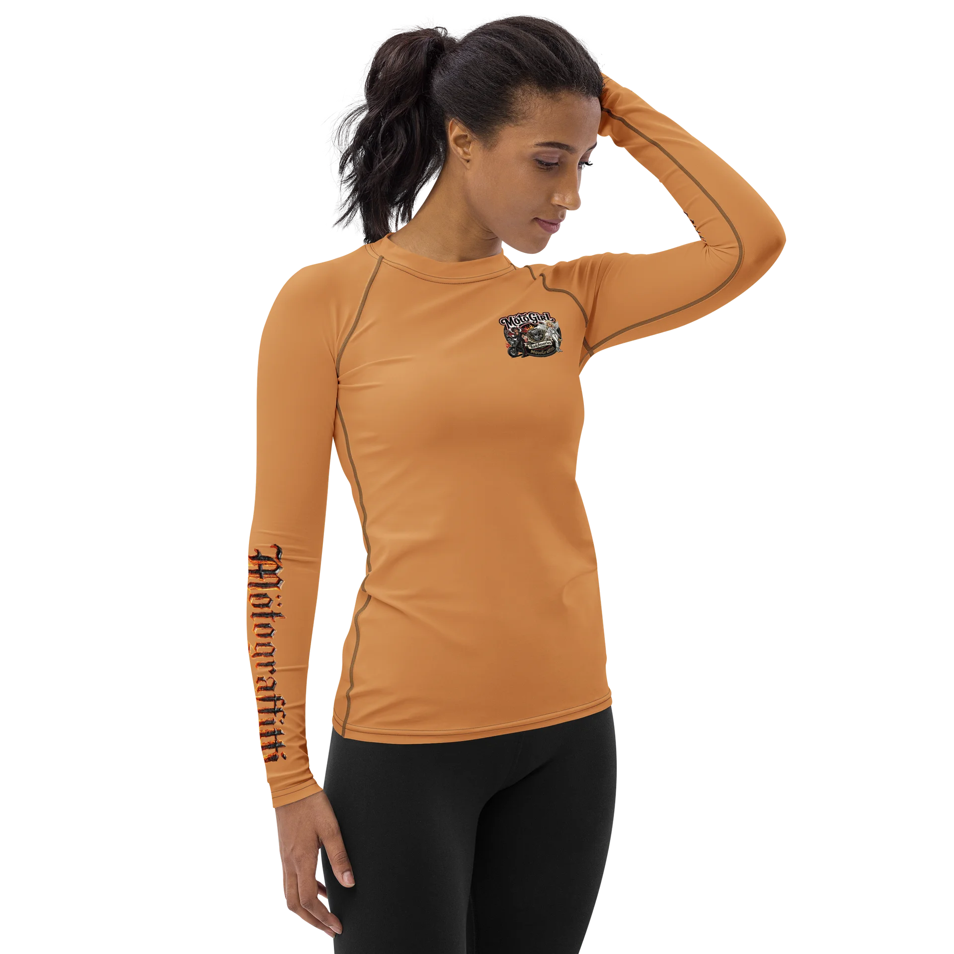 Women's MötoGraffitti Ride to Remember "Rash Guard"Tee Safety Orange product image (4)