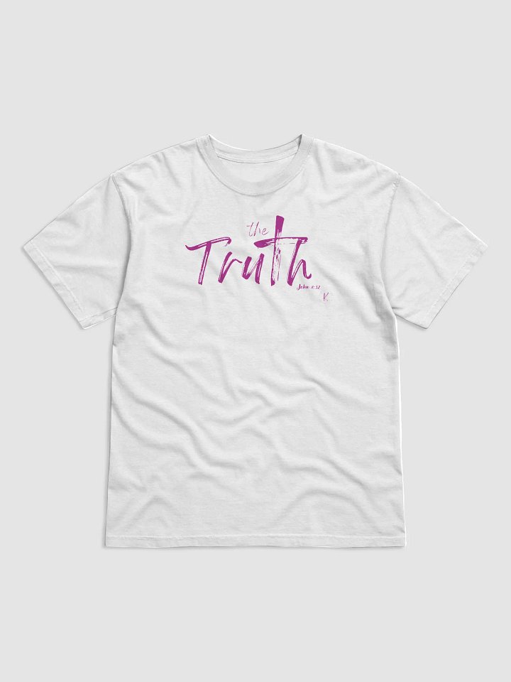 The Truth white t-shirt with pink graphic product image (1)