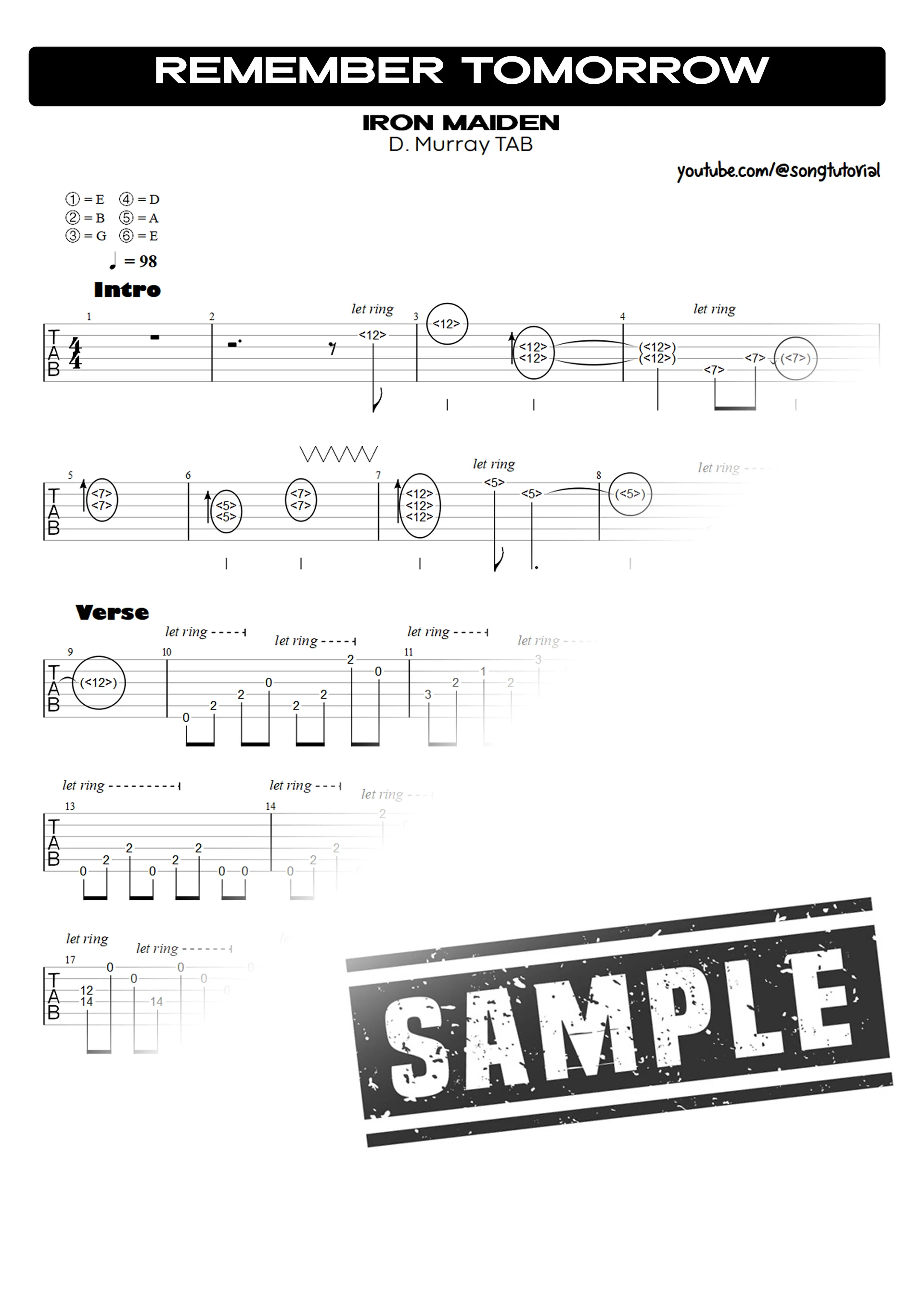 Remember Tomorrow | PDF Tab + Guitar Pro | Iron Maiden product image (3)