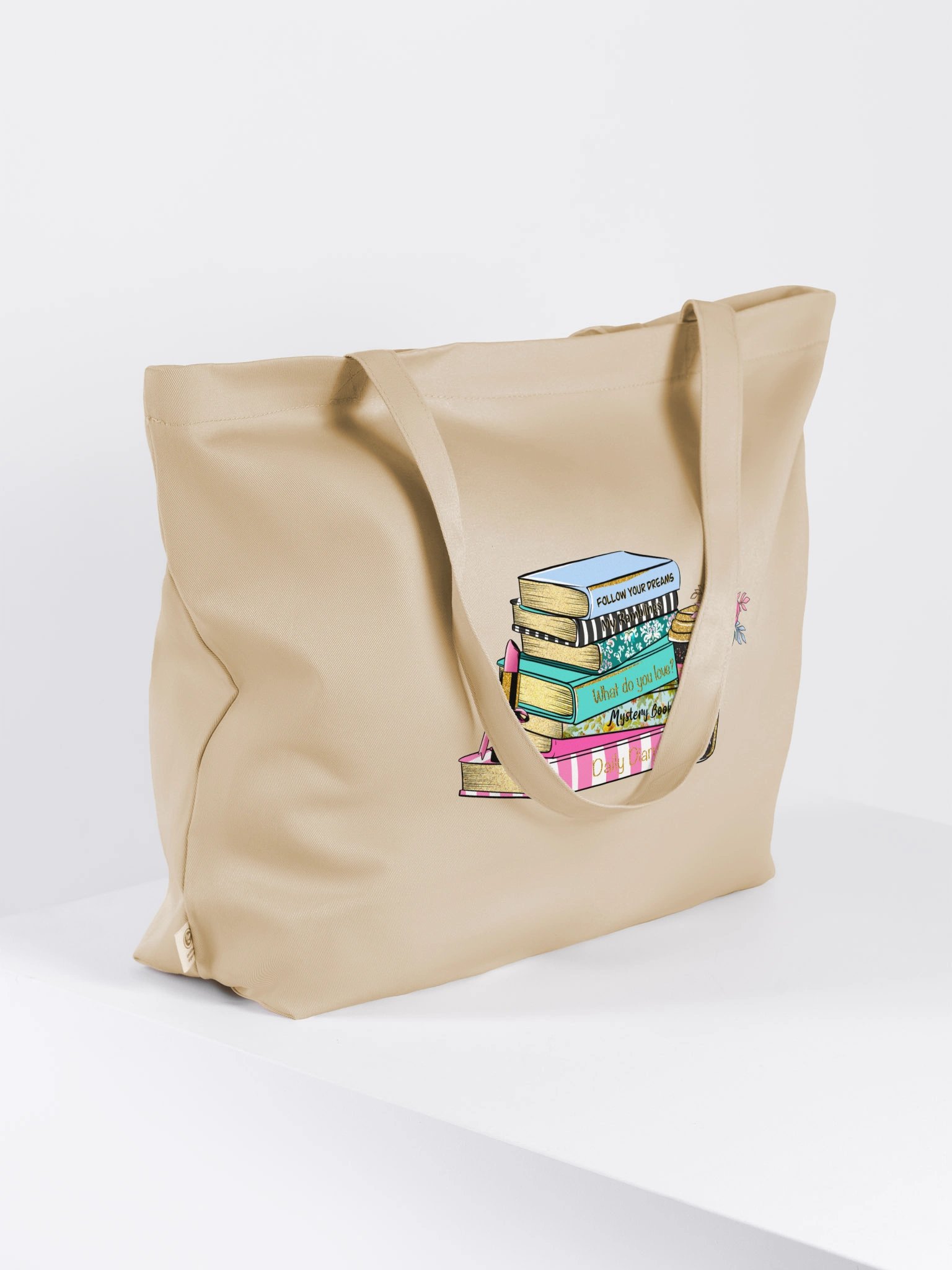 Books & Coffee Organic Cotton Tote Bag | Book Lover Gift product image (4)