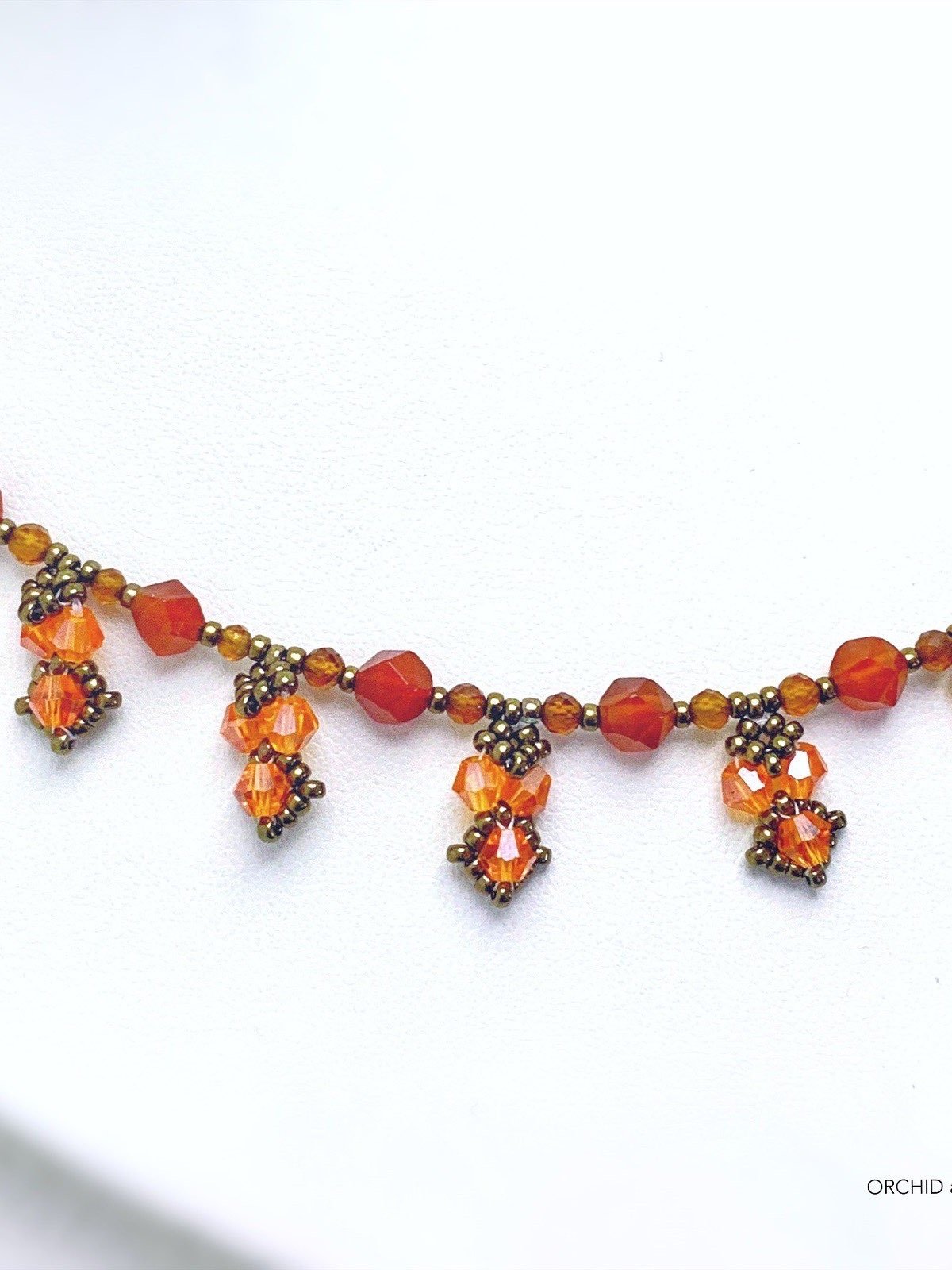 Autumn Woods Carnelian and Garnet Beaded Necklace - Orange/Brass product image (3)