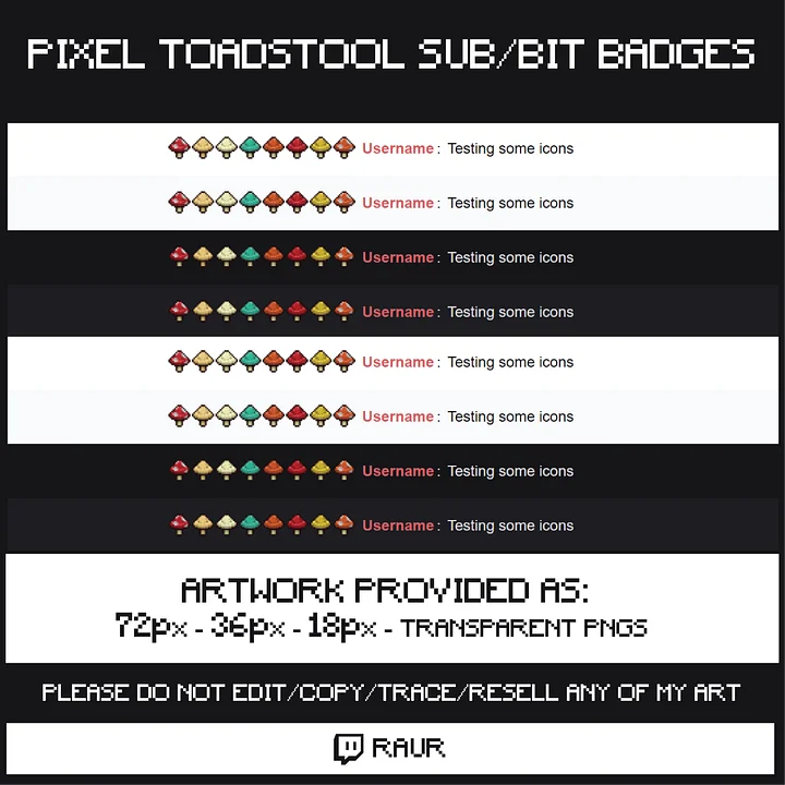 Twitch Pixel Toadstools - Sub/Bit Badges product image (2)