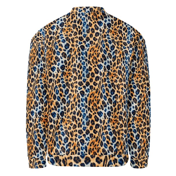 Blue Brown Leopard Bomber Jacket product image (2)