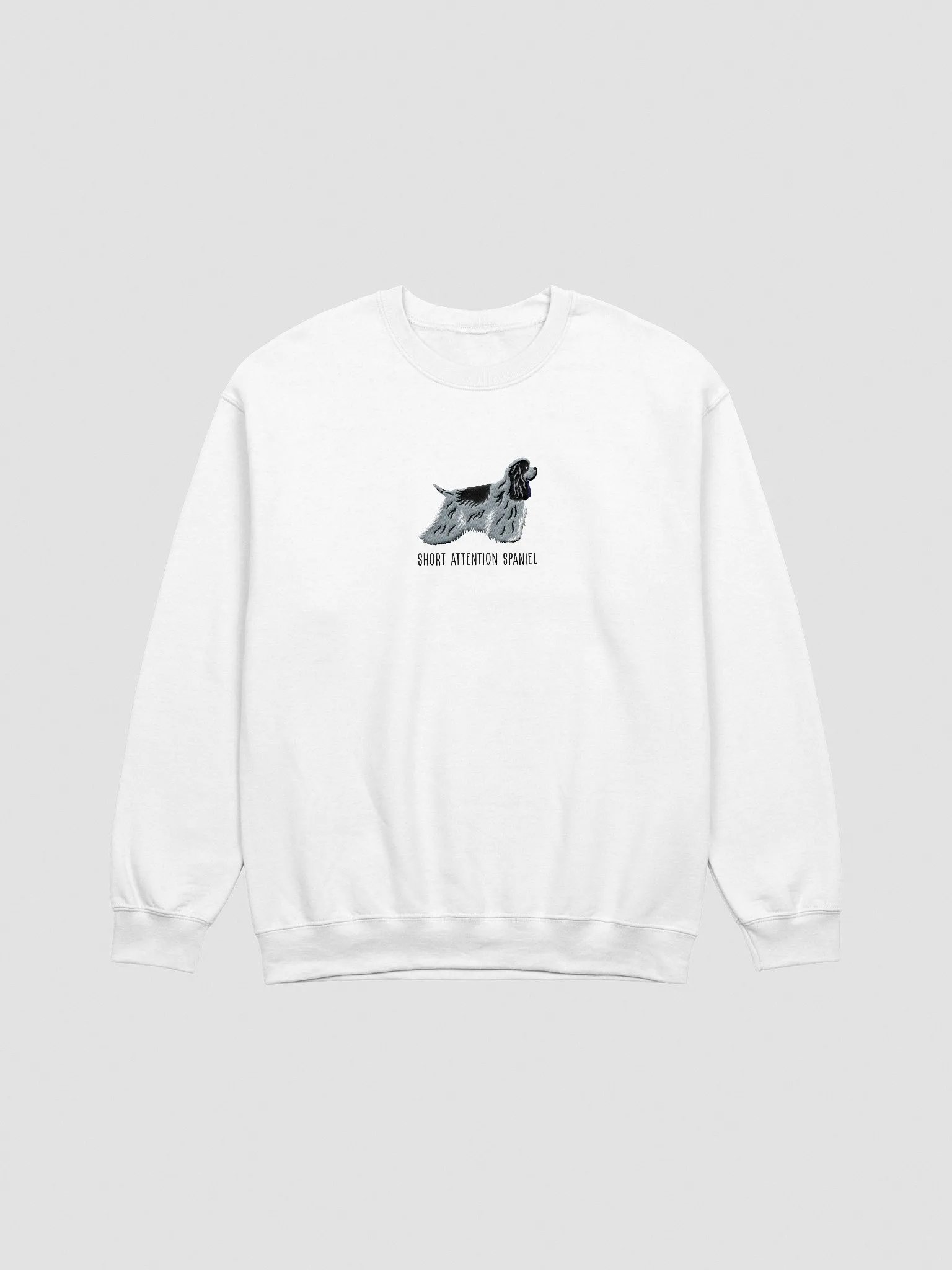 Short Attention Spaniel Sweatshirt (Embroidered) of an American Cocker Spaniel(Blue Roan) product image (3)