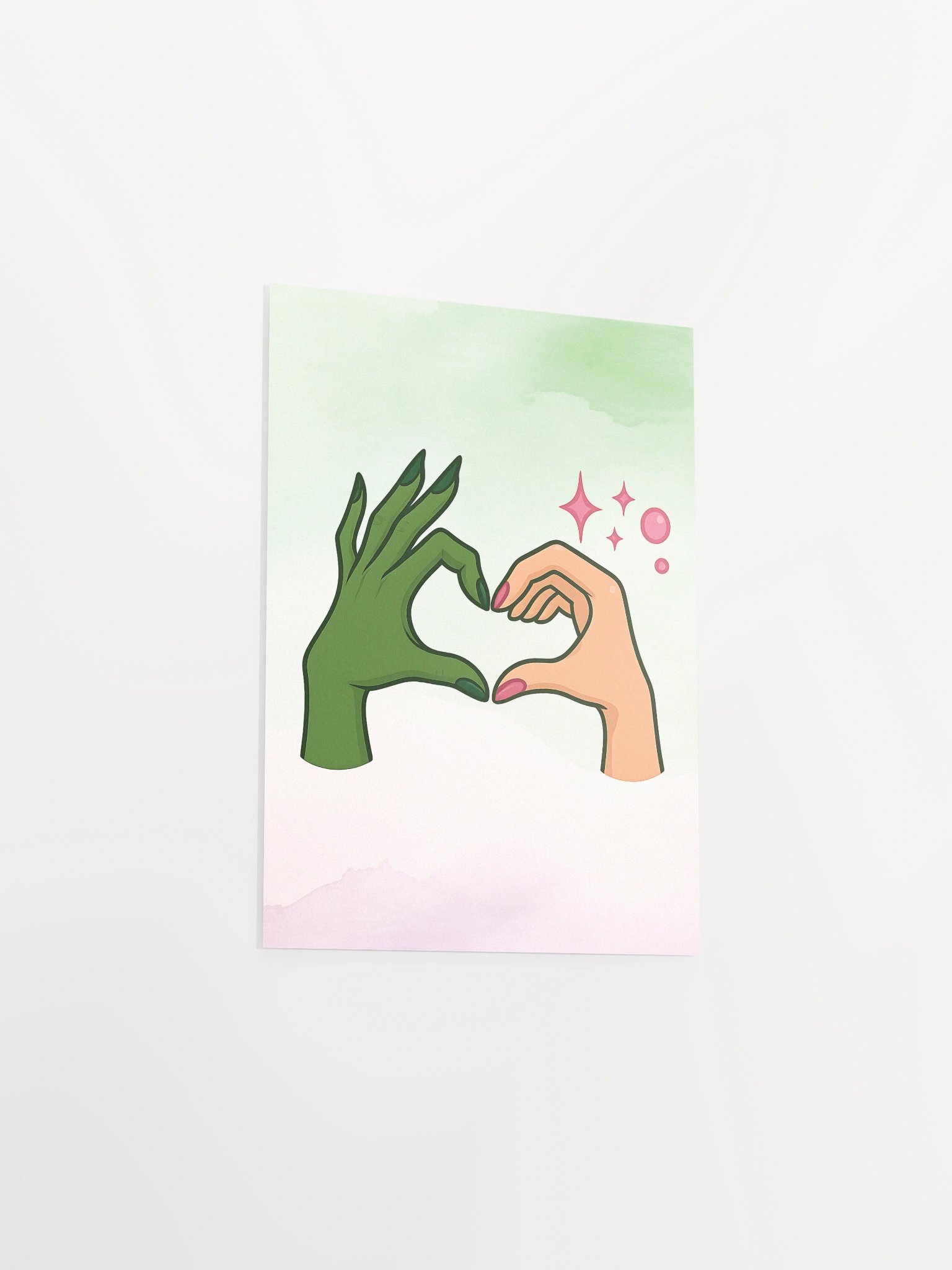 Wicked Friendship Poster – Elphaba & Glinda Heart Hands – Broadway Fan Art Print product image (28)