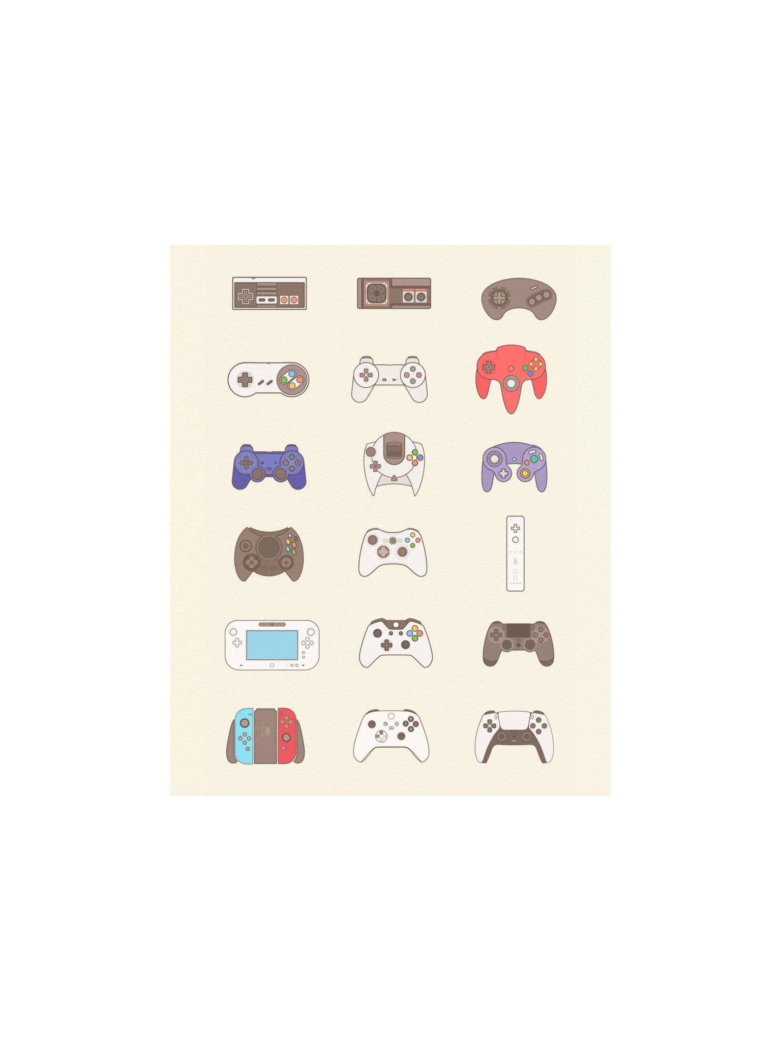 Video Game Controller Evolution (Beige) product image (1)