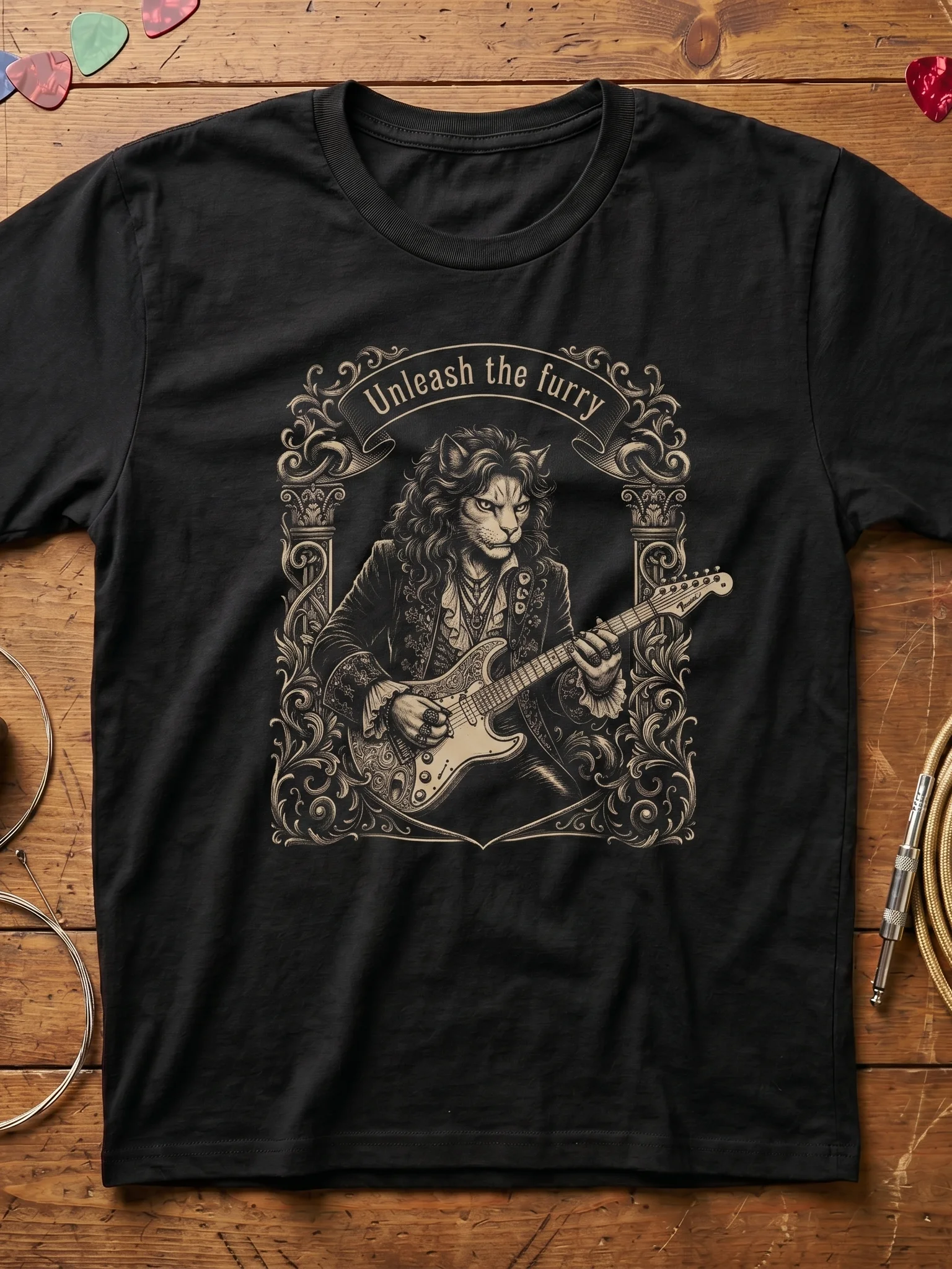 Yngwie Meowlmsteen Unleash the Furry Guitar T-Shirt product image (1)